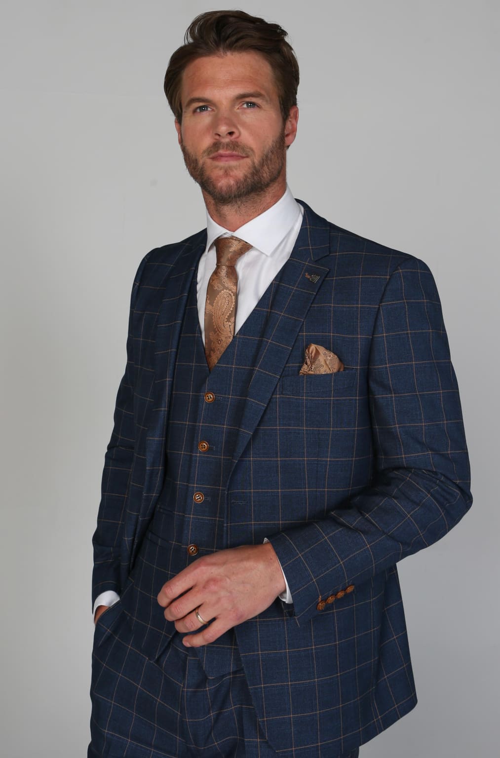 Hamleys Navy Blue Men's Three Piece Suit | Formal Business Attire | Perfect for Weddings, Office & Special Occasions