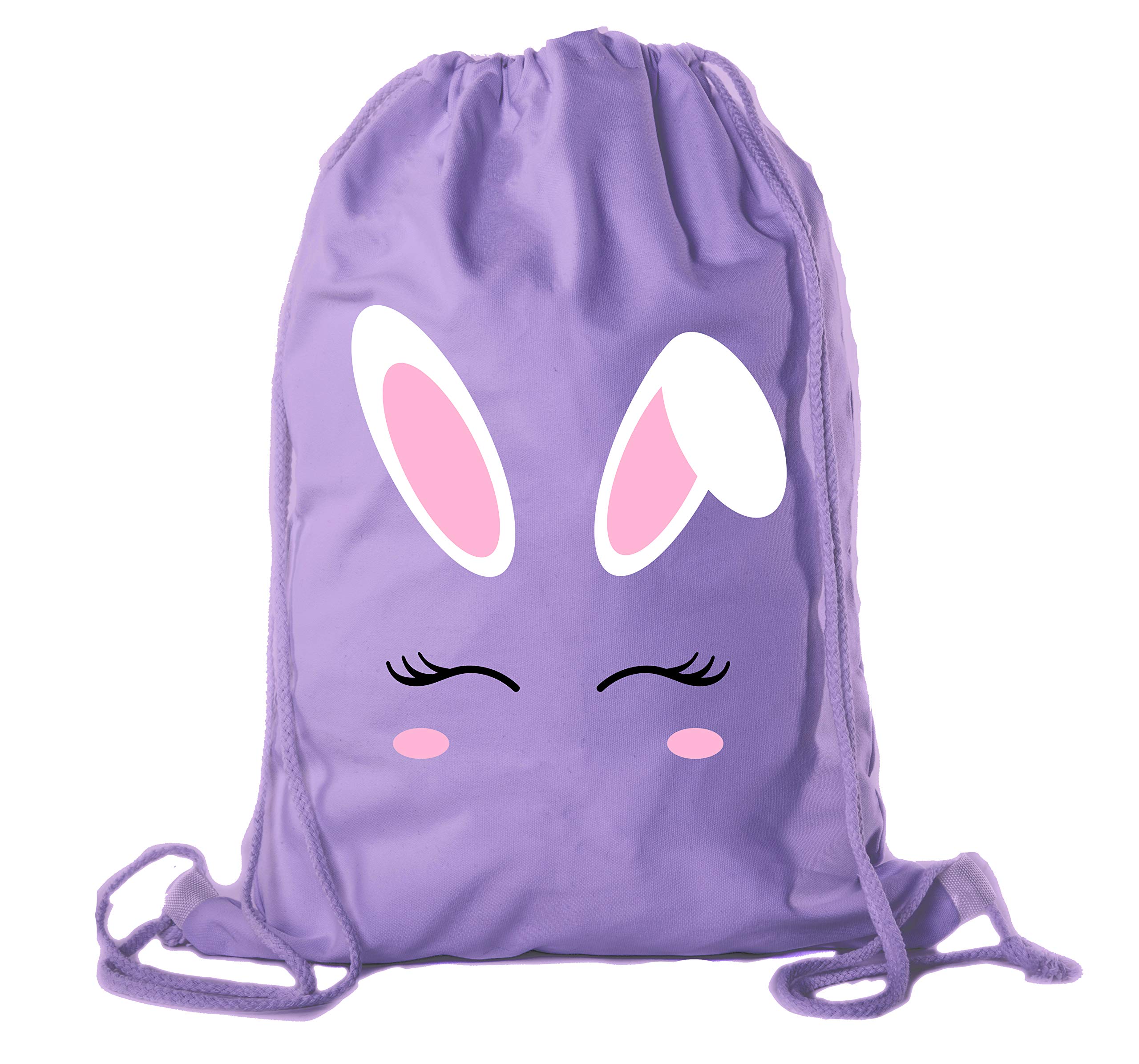 Easter Basket Backpack Bulk - Cotton Drawstring Cinch Bags for Easter Bunny Gifts (Bunny Face Design) - Perfect for Easter Egg Hunts, Party Favors & Classroom Treats