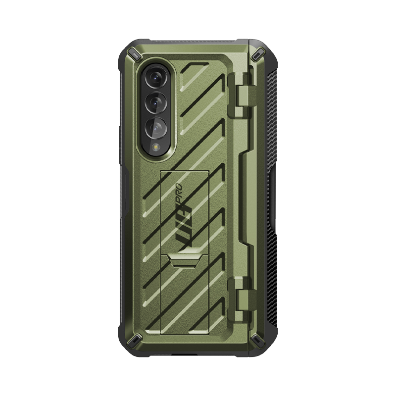 Samsung Galaxy Z Fold 3 Unicorn Beetle PRO Heavy Duty Rugged Case with S Pen Holder - Dark Green Protective Cover for Work, Travel & Outdoor Activities
