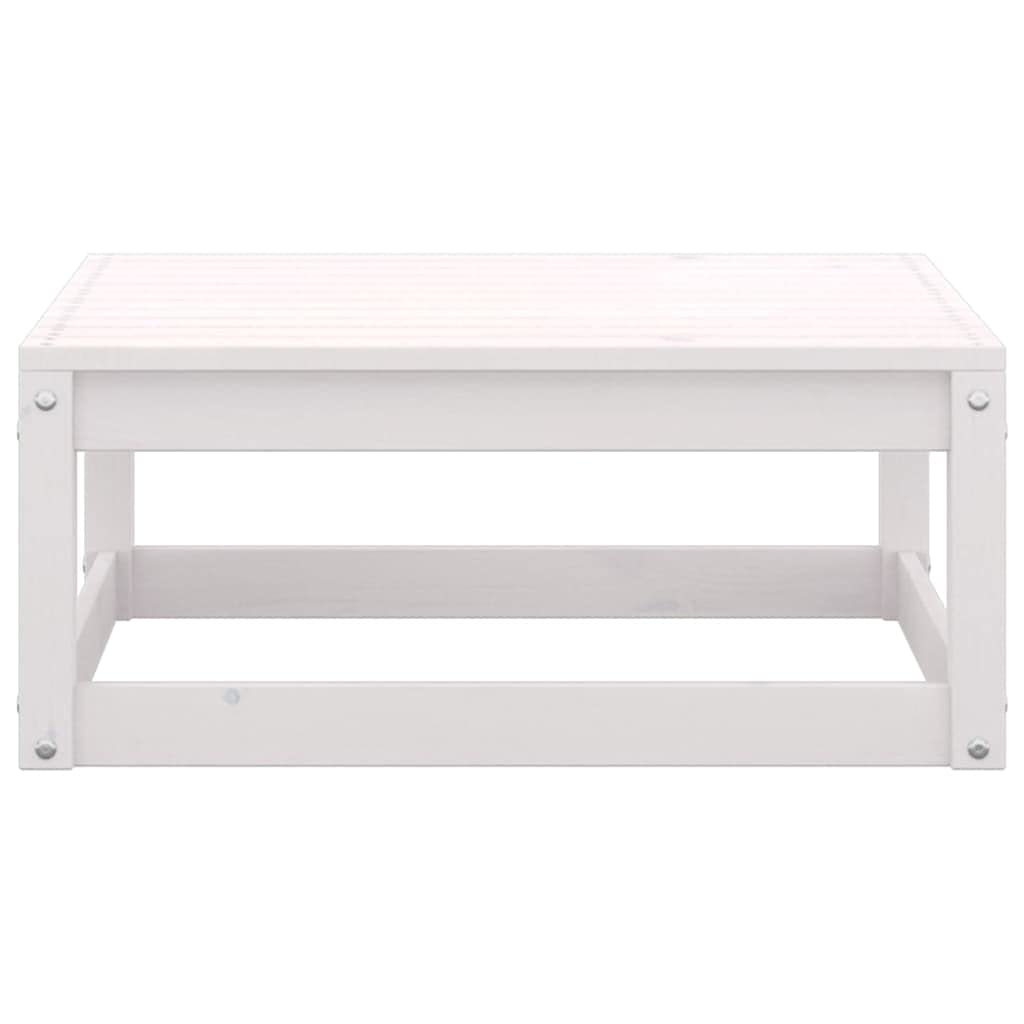 SKM 2-Piece White Solid Pinewood Patio Footstools with Cushions - Outdoor Garden Furniture for Relaxing, Lounging & Decor