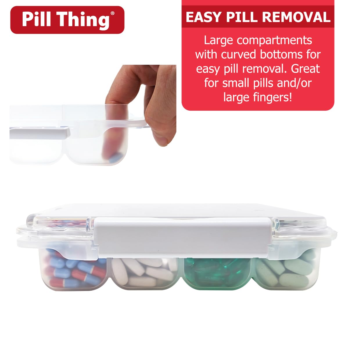 Large Monthly Pill Organizer with Built-in Handle - Deep Compartment Medicine Case with Airtight Lid - Travel Pill Box for Daily Medication & Vitamins - Perfect for Home, Office, and Travel Use