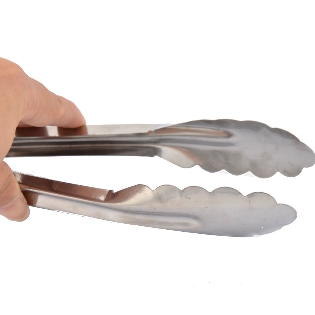 Stainless Steel Kitchen Tongs 9 Inches for Cooking, Grilling, BBQ, Buffet - Perfect for Serving Meat, Vegetables, Bread & More - Heavy Duty Food Clamp with Non-Slip Grip - Ideal for Restaurants & Home Use
