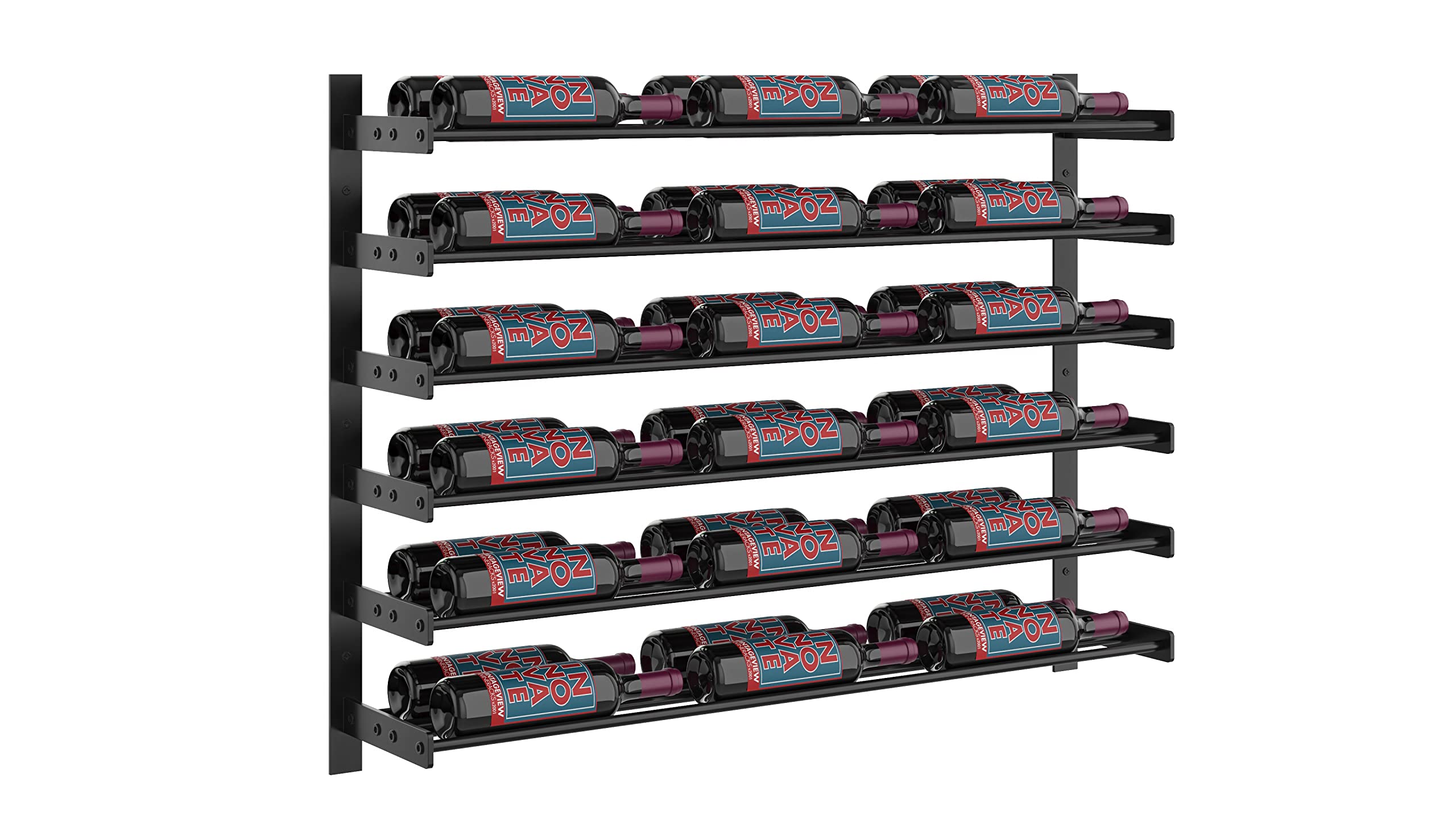 VintageView Evolution 30 3C Modern Wine Wall Rack - Holds 36 Bottles, Matte Black Finish - Perfect for Home Bar, Kitchen, or Dining Room Wine Storage & Display