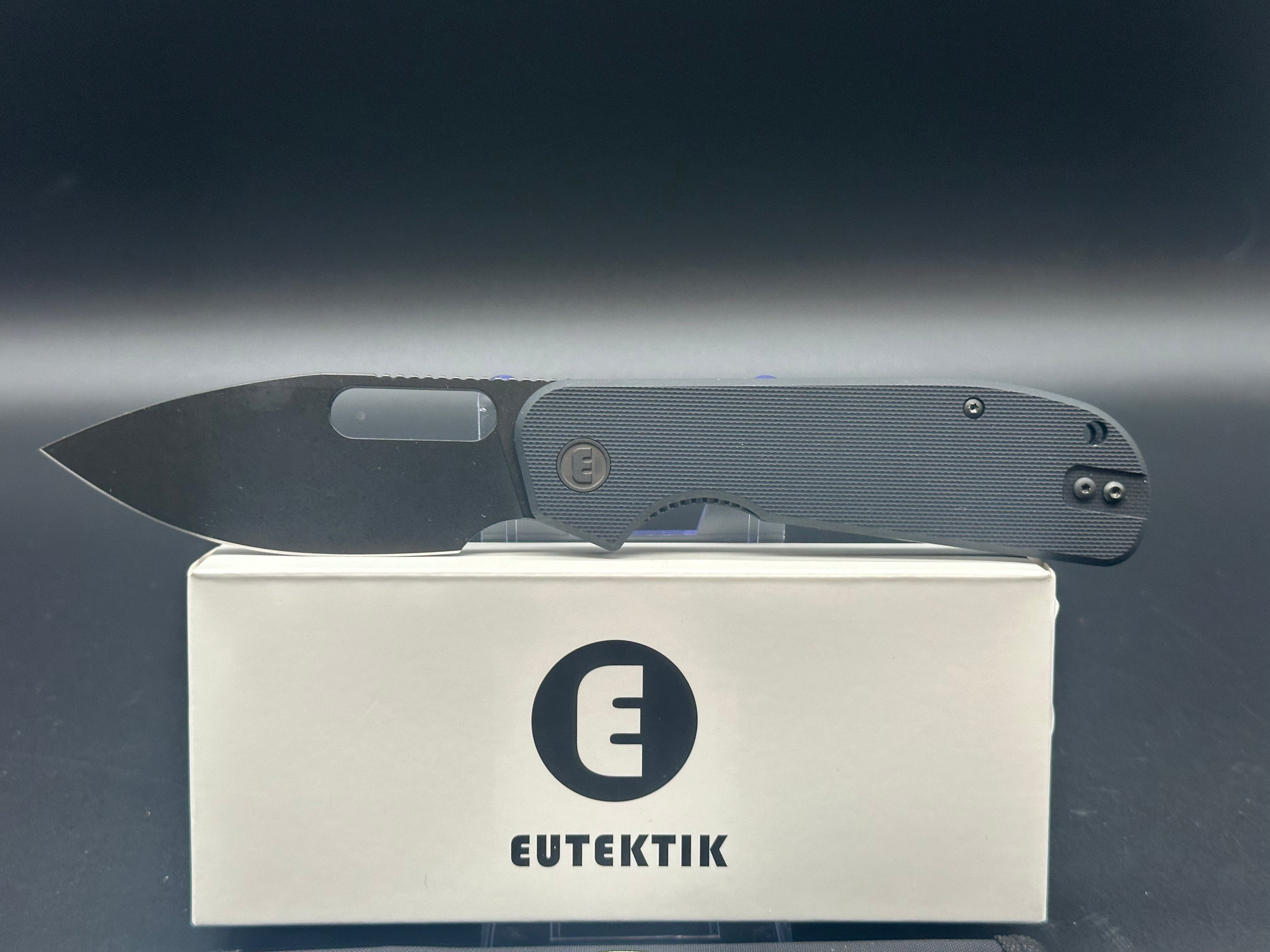 Eutektik EFD Blackwashed Folding Knife with LTK Koozie, Patch & Sticker - Tactical EDC Pocket Knife for Outdoor Camping, Hiking, and Survival Gear