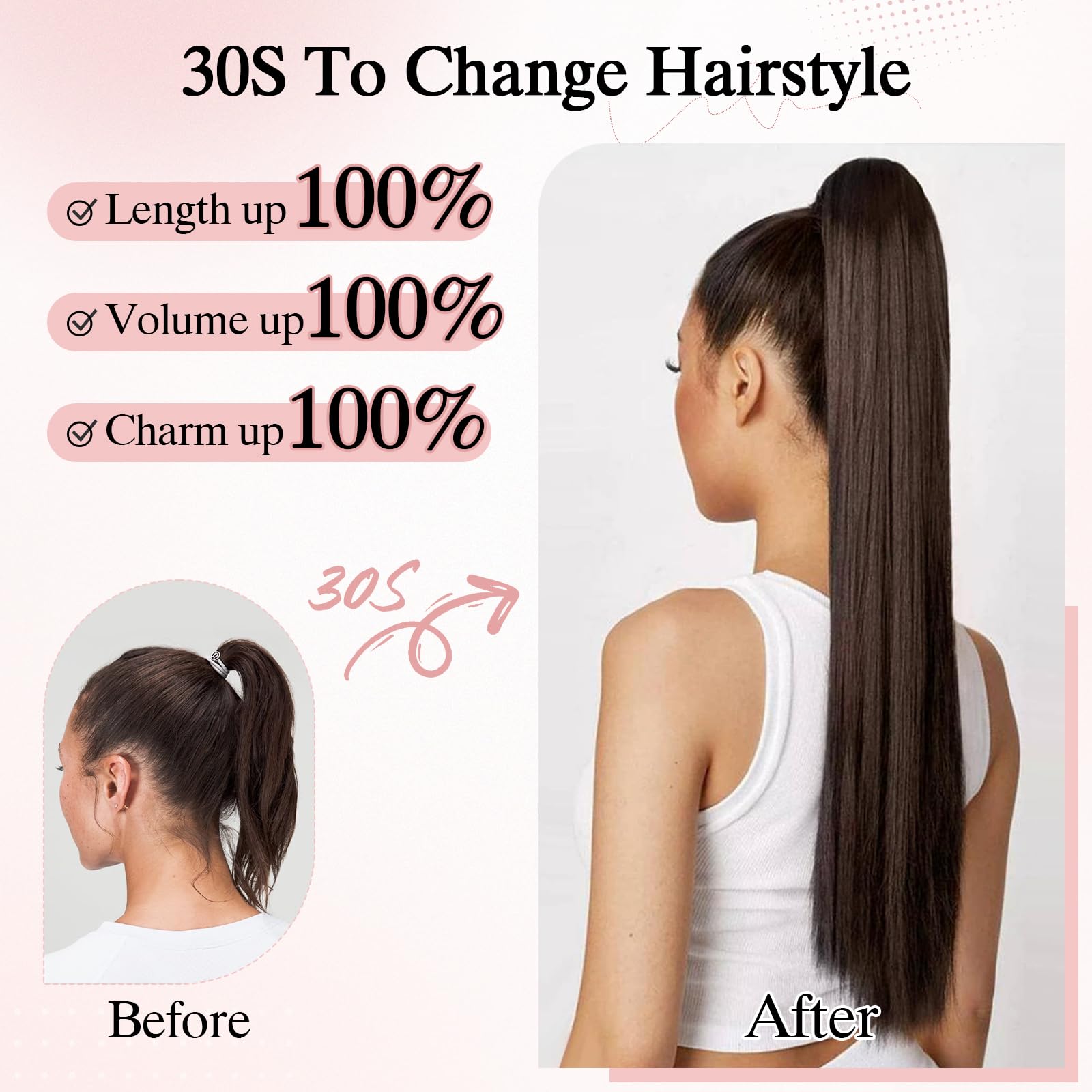 22 Inch #1 Natural Black Human Hair Clip-In Ponytail Extension - 120g Long Straight Real Hair Ponytail with Claw Clip for Women | Perfect for Daily Wear, Parties & Special Occasions