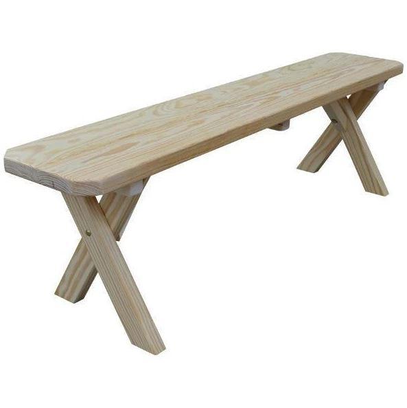 A&L Furniture Yellow Pine Crossleg Bench - Rustic Wooden Bench for Dining Room, Kitchen, or Outdoor Patio - Durable & Stylish Seating Solution