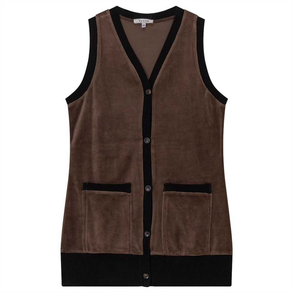 Women's Soft Velour Vest Cardigan - Cozy Midi Length Open Front Sweater for Layering & Lounge Wear