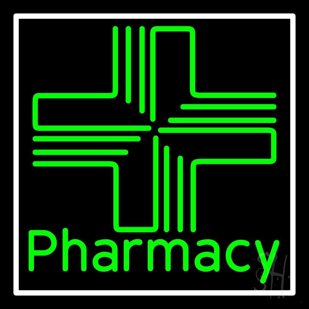Pharmacy LED Neon Sign 16x16 Inches - Black Square Acrylic Backing with Dimmer | Bright Premium Indoor Neon Light for Home, Bar, Cafe & Pharmacy Decor | Perfect for Military-Themed Spaces & Defense Force Gifts