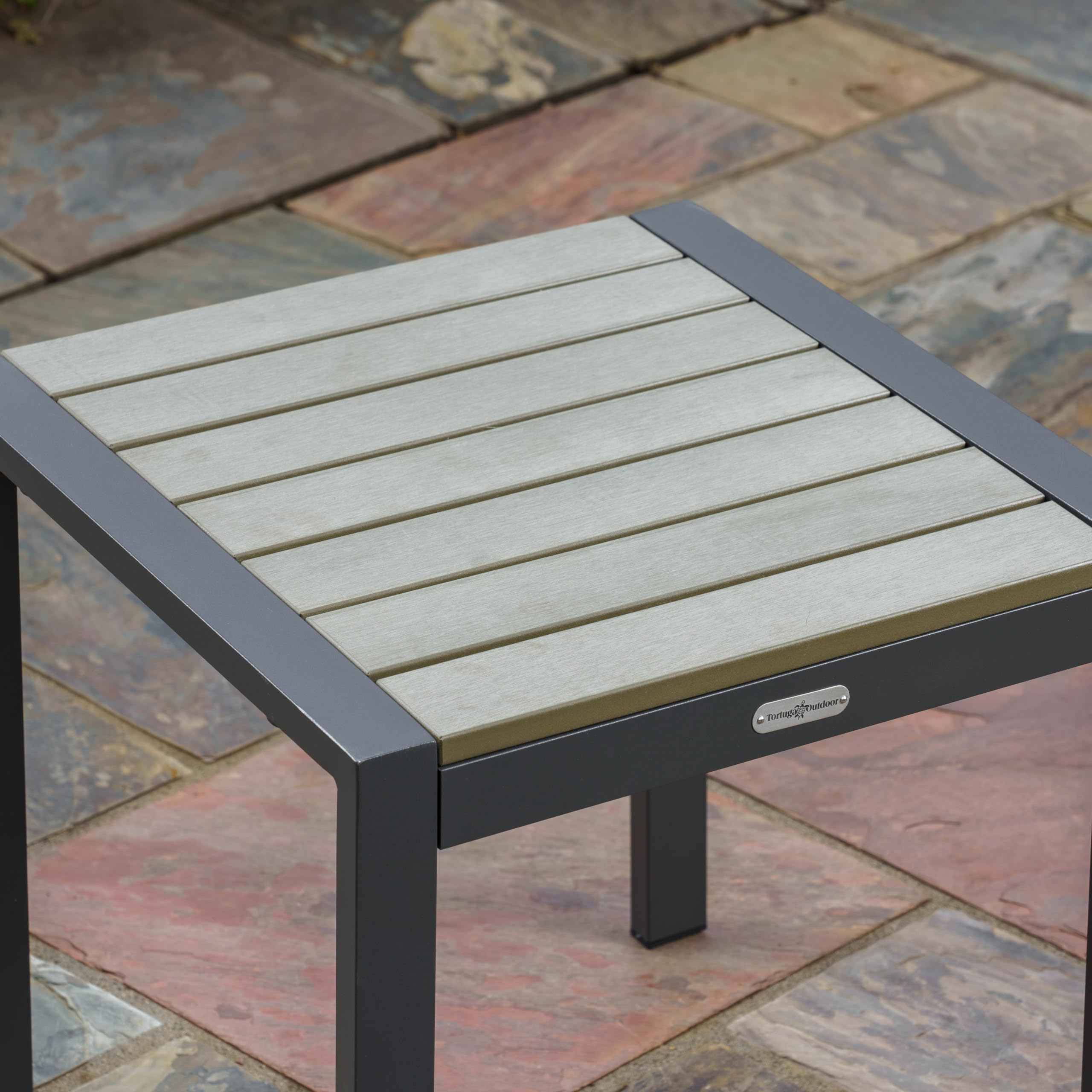 Tortuga Outdoor Lakeview Side Patio Table - Charcoal Finish | Durable Outdoor Side Table for Pool, Deck, Garden & Patio Furniture