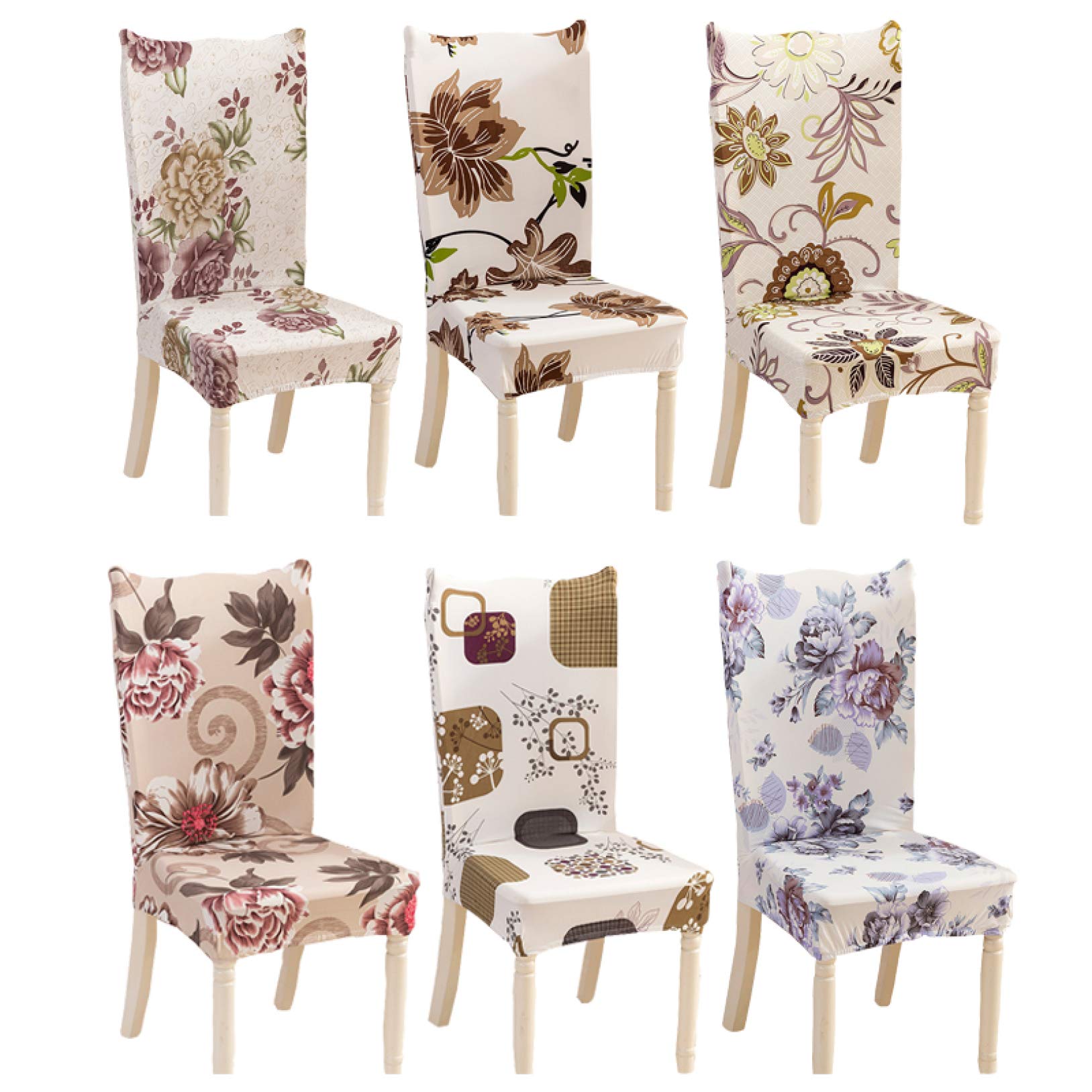 Elegant Floral Spandex Chair Slipcover - Stretchable Removable Seat Cover for Living Room, Parsons Chairs - Perfect for Home Decor, Parties & Events