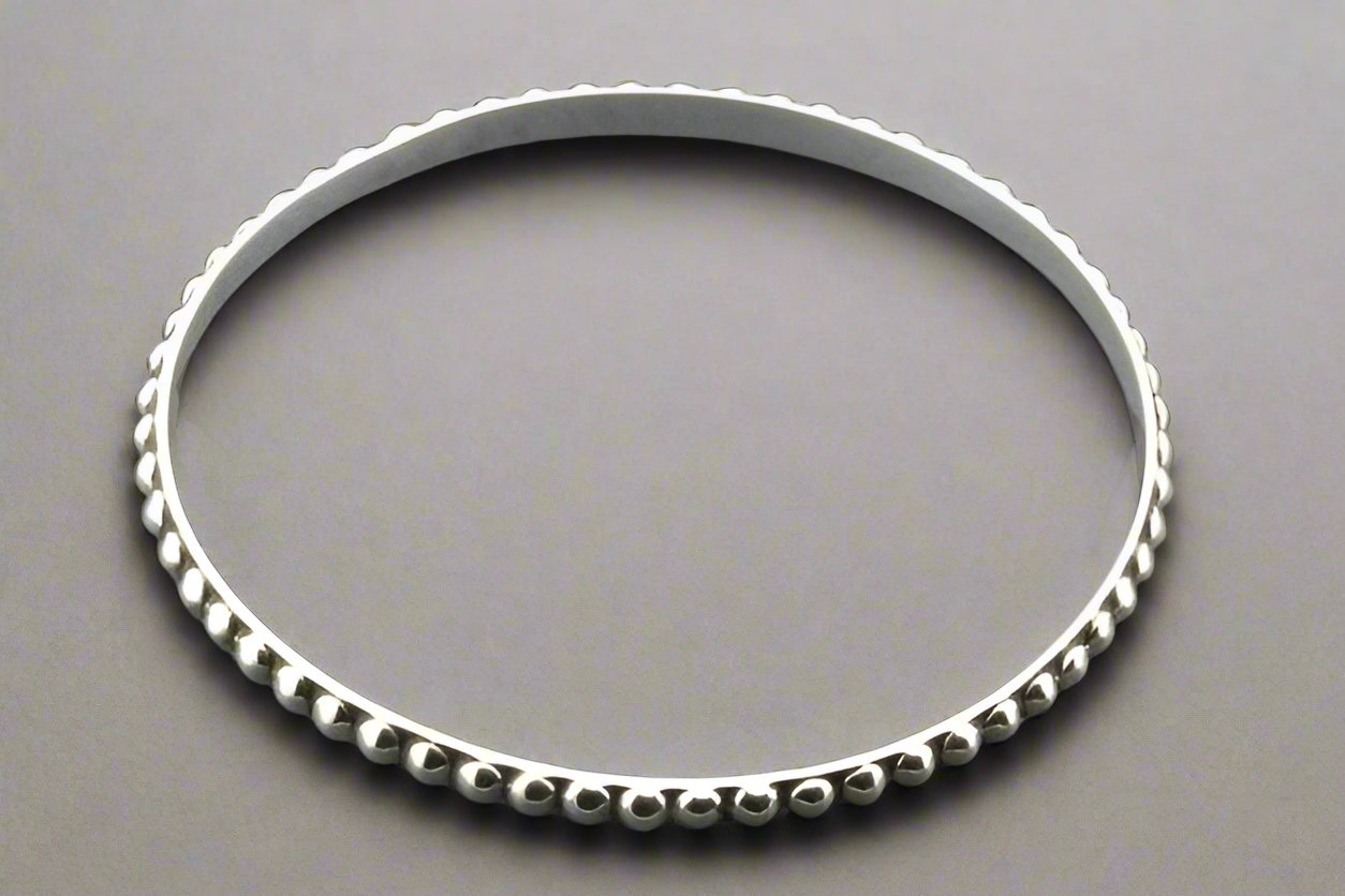 Sterling Silver Mini Bead Bangle Bracelet - Elegant & Dainty Jewelry for Women, Perfect for Everyday Wear & Special Occasions