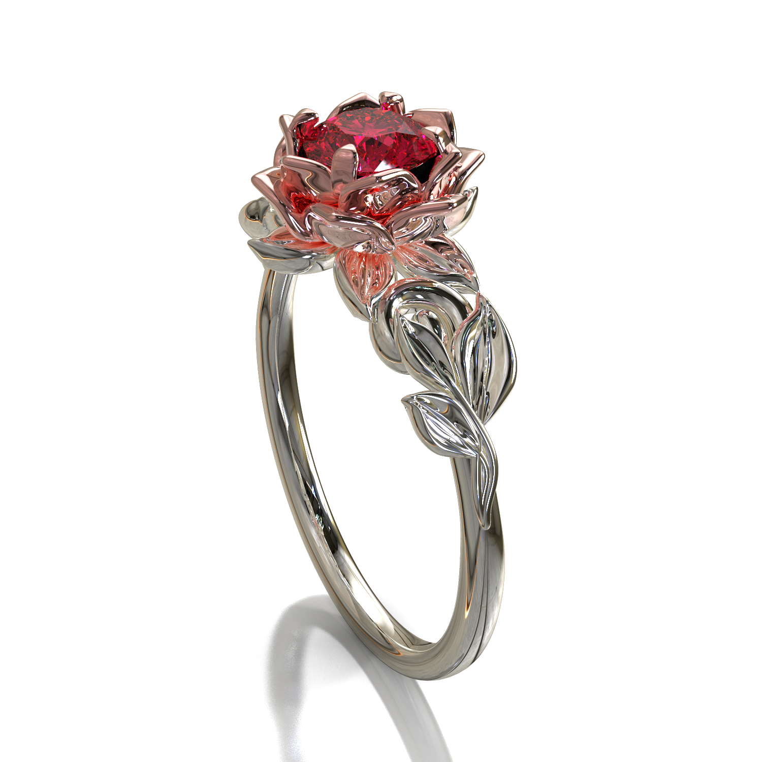 Exquisite Lotus Flower Ruby Engagement Ring for Women - Vintage Inspired 14K Gold Wedding Band, Perfect for Proposals, Anniversaries & Romantic Occasions
