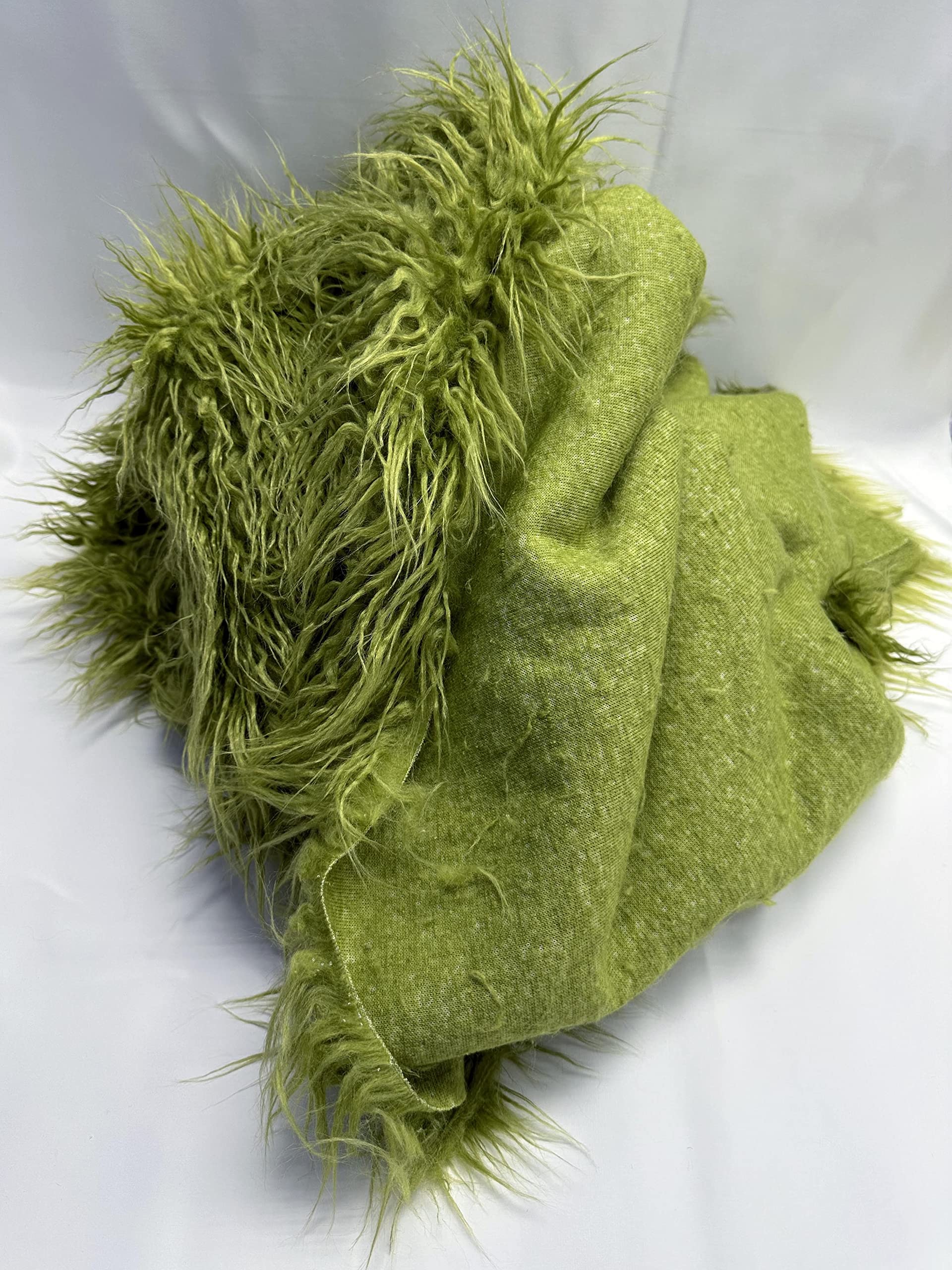 Premium Faux Mongolian Fur Fabric by the Yard - Soft & Luxurious Olive Green Faux Fur Material for Coats, Throws, and Home Decor