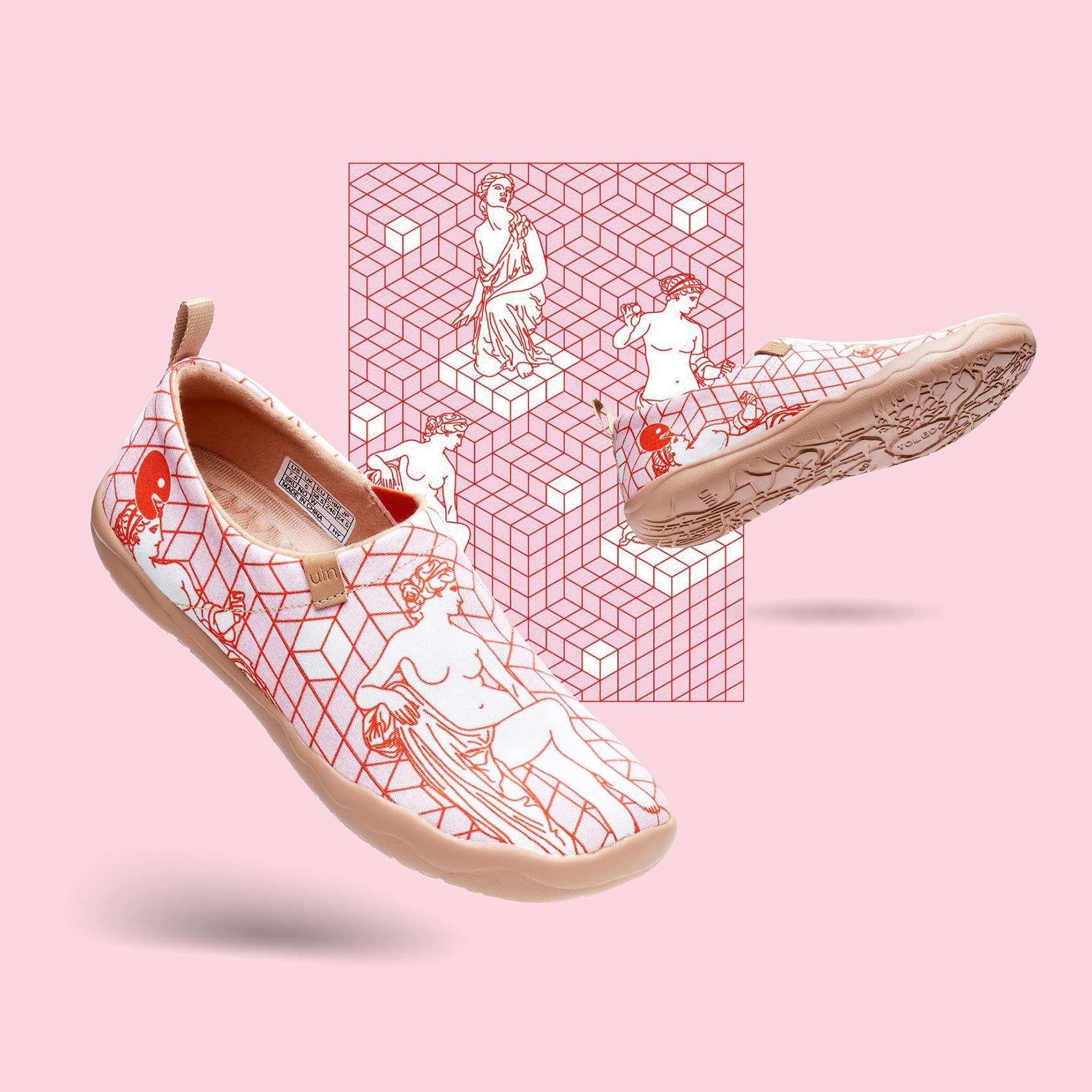 UIN Women's Slip On Sneakers - Casual Knit Loafers with Artistic Painting, Soft Comfort Walking Shoes for Women | Perfect for Work, Travel & Everyday Wear