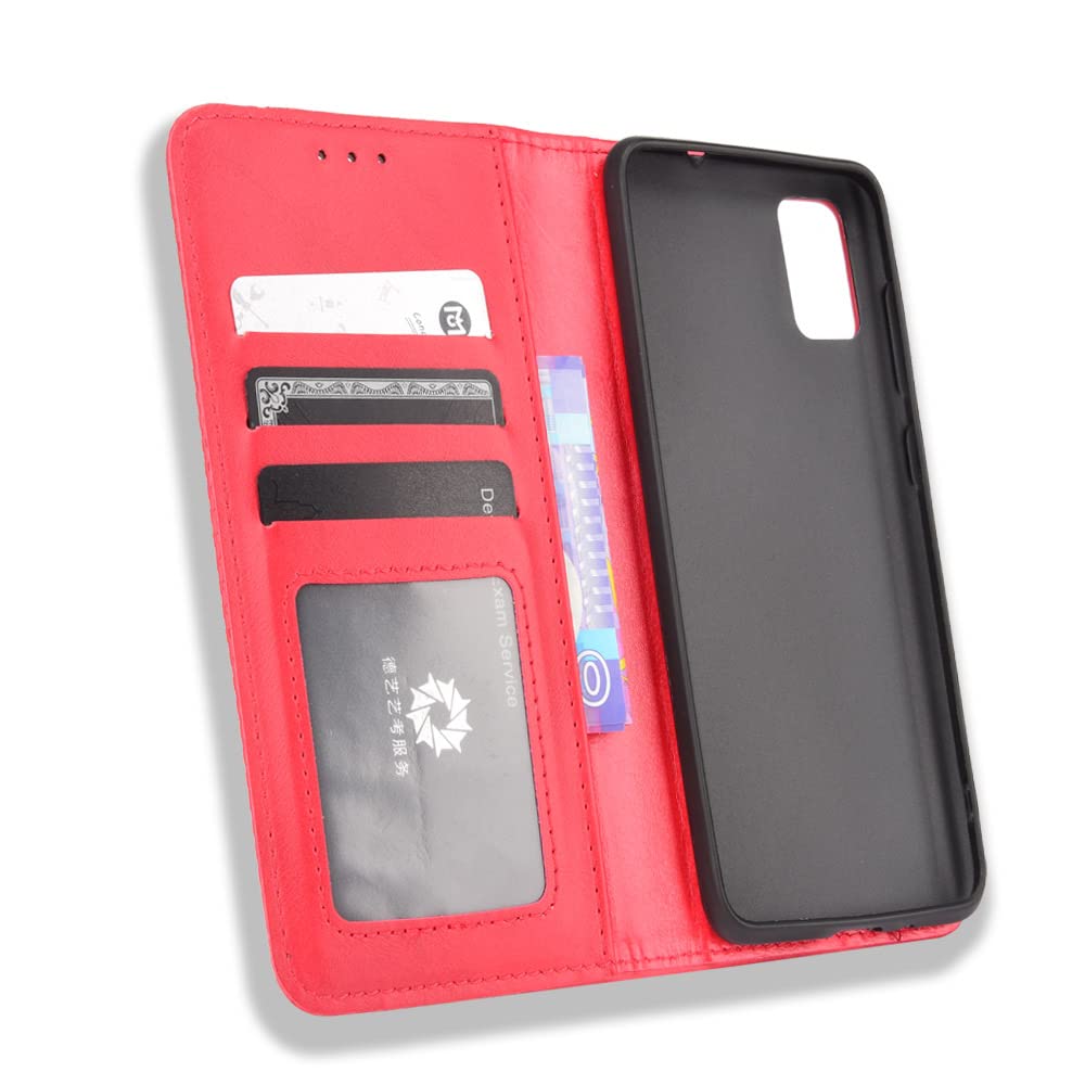 Magnetic Flip Wallet Case for ZTE Avid 589 / Z5158 - PU Leather Cover with Credit Card Slots & Kickstand | Protective Folio for Everyday Use, Travel & Business (Red)