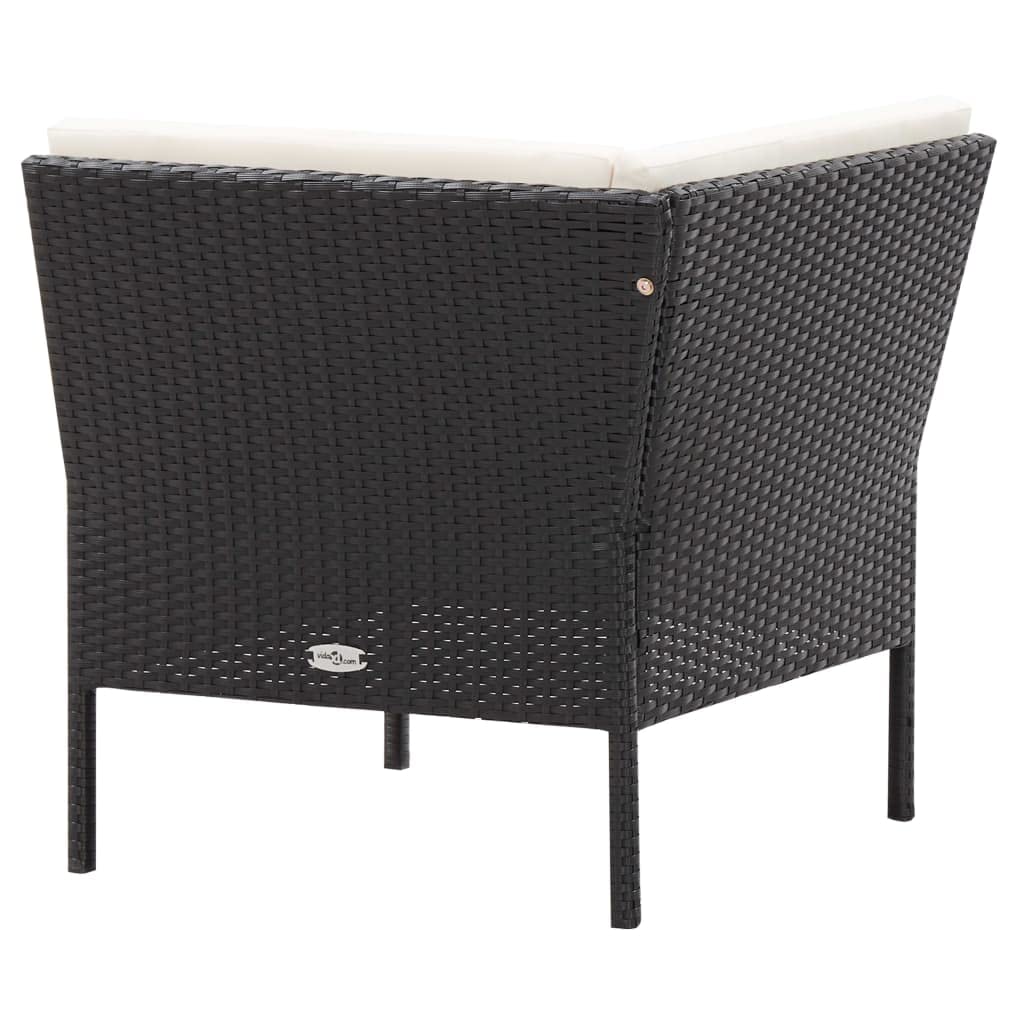 vidaXL 6-Piece Patio Lounge Set with Cushions - Modular Poly Rattan Outdoor Furniture in Black & Cream White, Easy Assembly, Weather Resistant, Comfortable Seating for Garden, Poolside or Backyard Relaxation