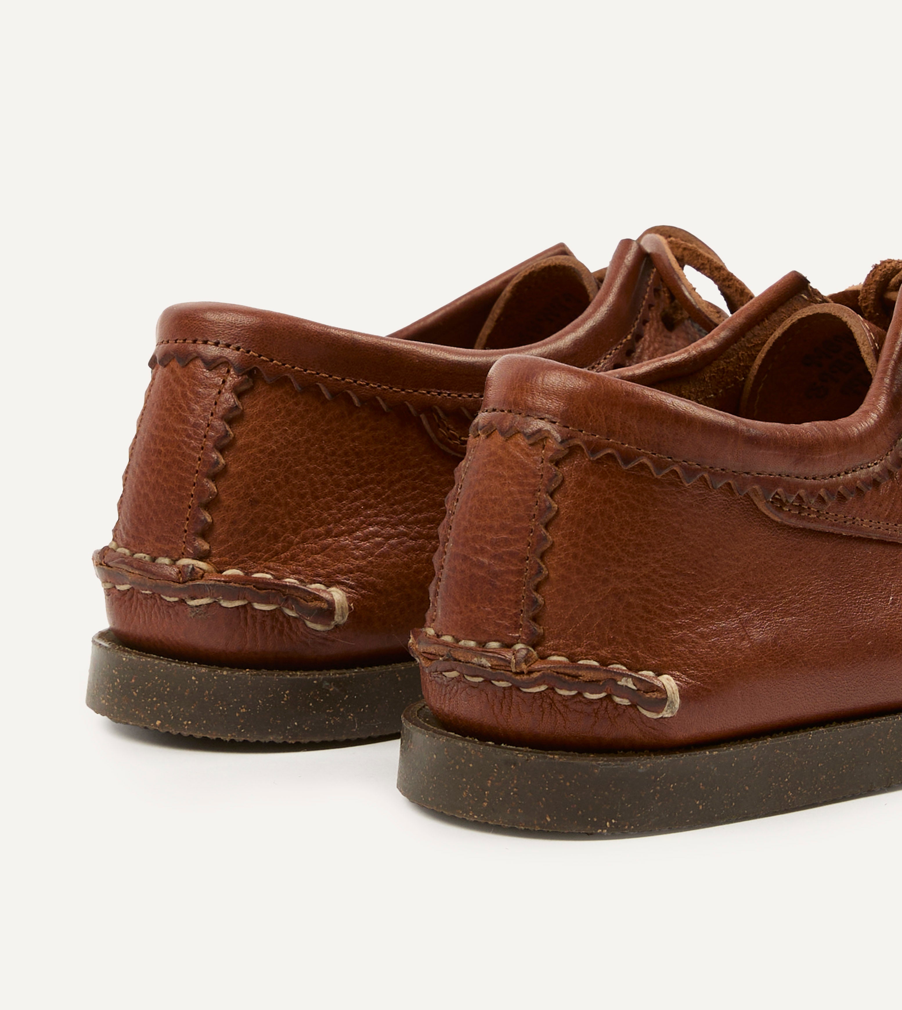 Yuketen Cognac Italian Leather Blucher Shoes with Camp Sole - Comfortable & Stylish for Outdoor Adventures & Casual Wear