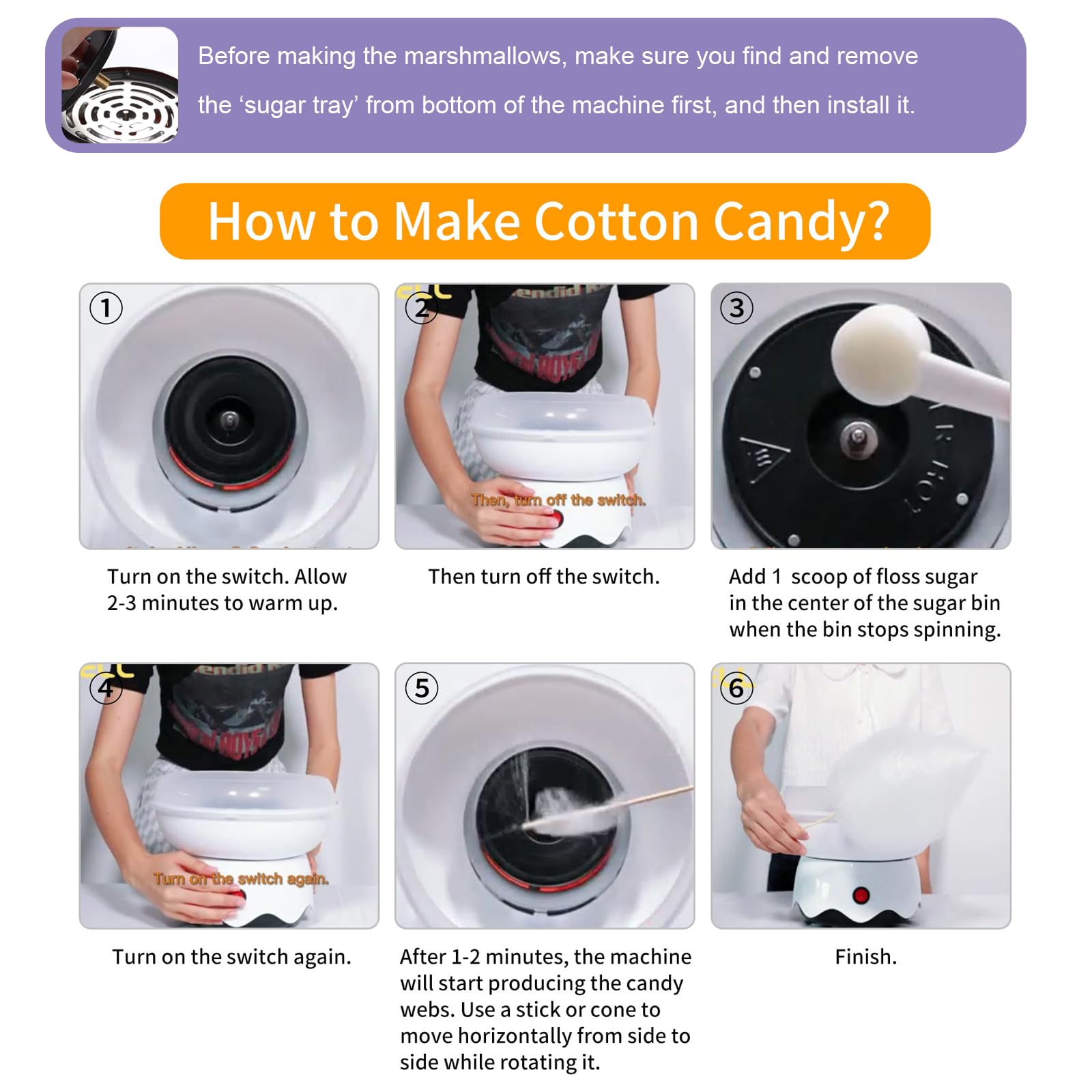 Mini Cotton Candy Machine for Kids - Portable Candy Floss Maker with Sugar Scoop & Sticks - Perfect for Birthday Parties, Home Use, Gifts & Carnivals (Great for Events, Family Fun & Sweet Treats)