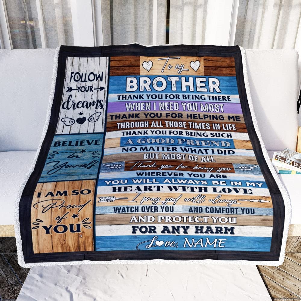 Custom Fleece Throw Blanket for Brother - Personalized 'You Will Always Be in My Heart' Gift - 60x80 Inch Adult Size - Perfect for Birthday, Christmas, Thanksgiving & Special Occasions - Cozy Home Decor & Thoughtful Present for Siblings