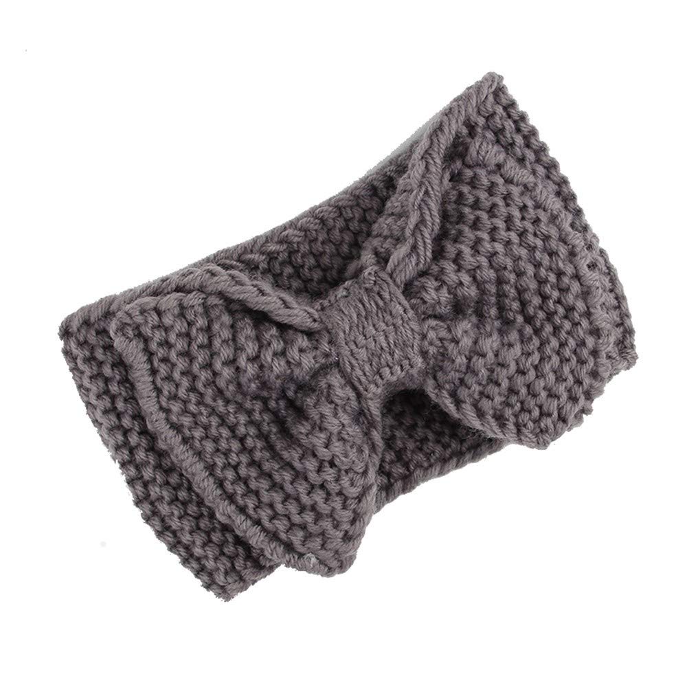 Kulywon Women's Knit Headband - Crochet Winter Warmer Hairband for Ladies, Soft Stretchy Headwrap in Grey - Perfect for Cold Weather, Outdoor Activities & Fashion Accessories