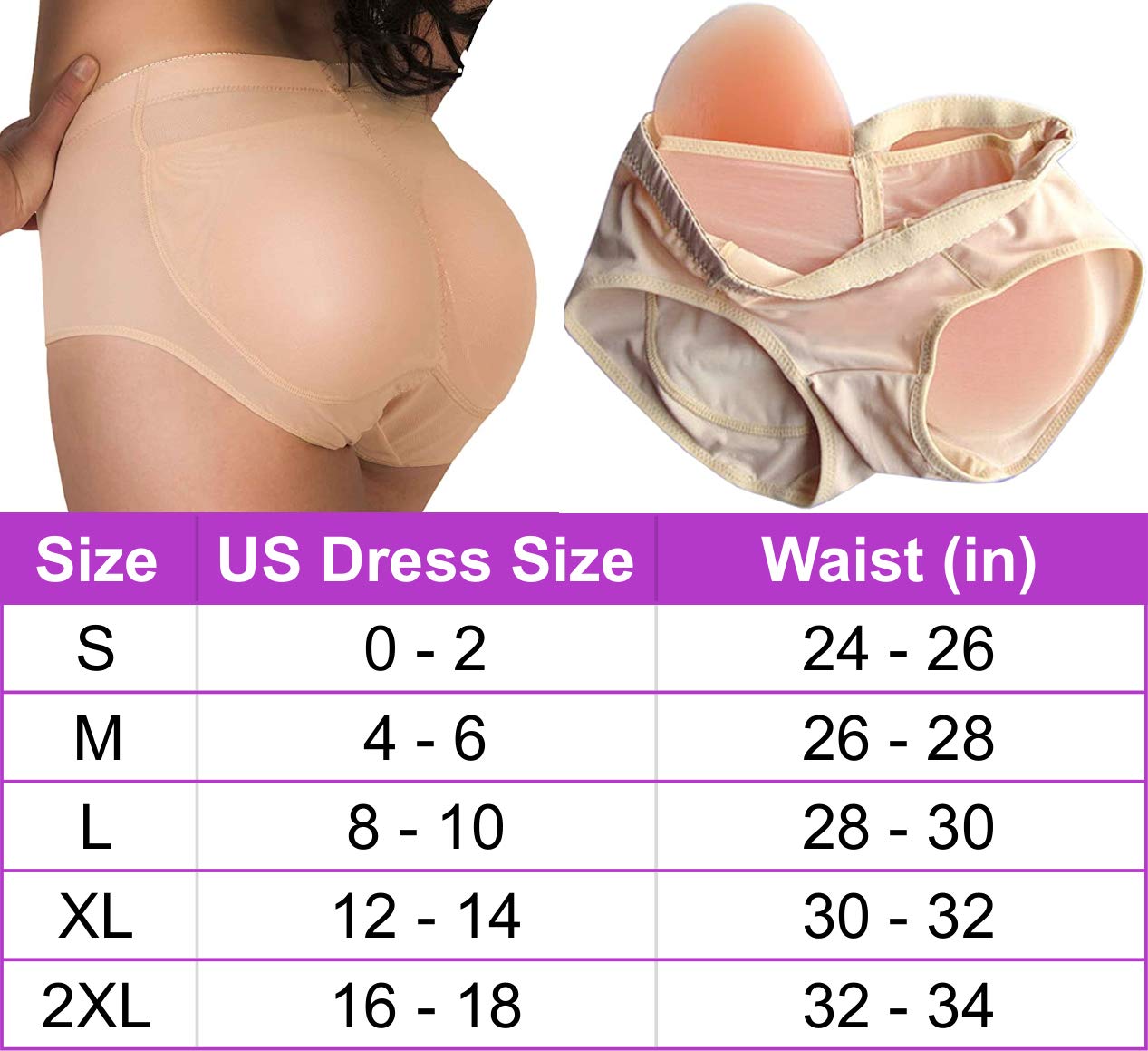 ENVY BODY SHOP Shapewear Panties with Silicone Butt Pads - High Waisted Tummy Control Underwear for Women, Perfect for Body Shaping, Special Occasions & Everyday Wear