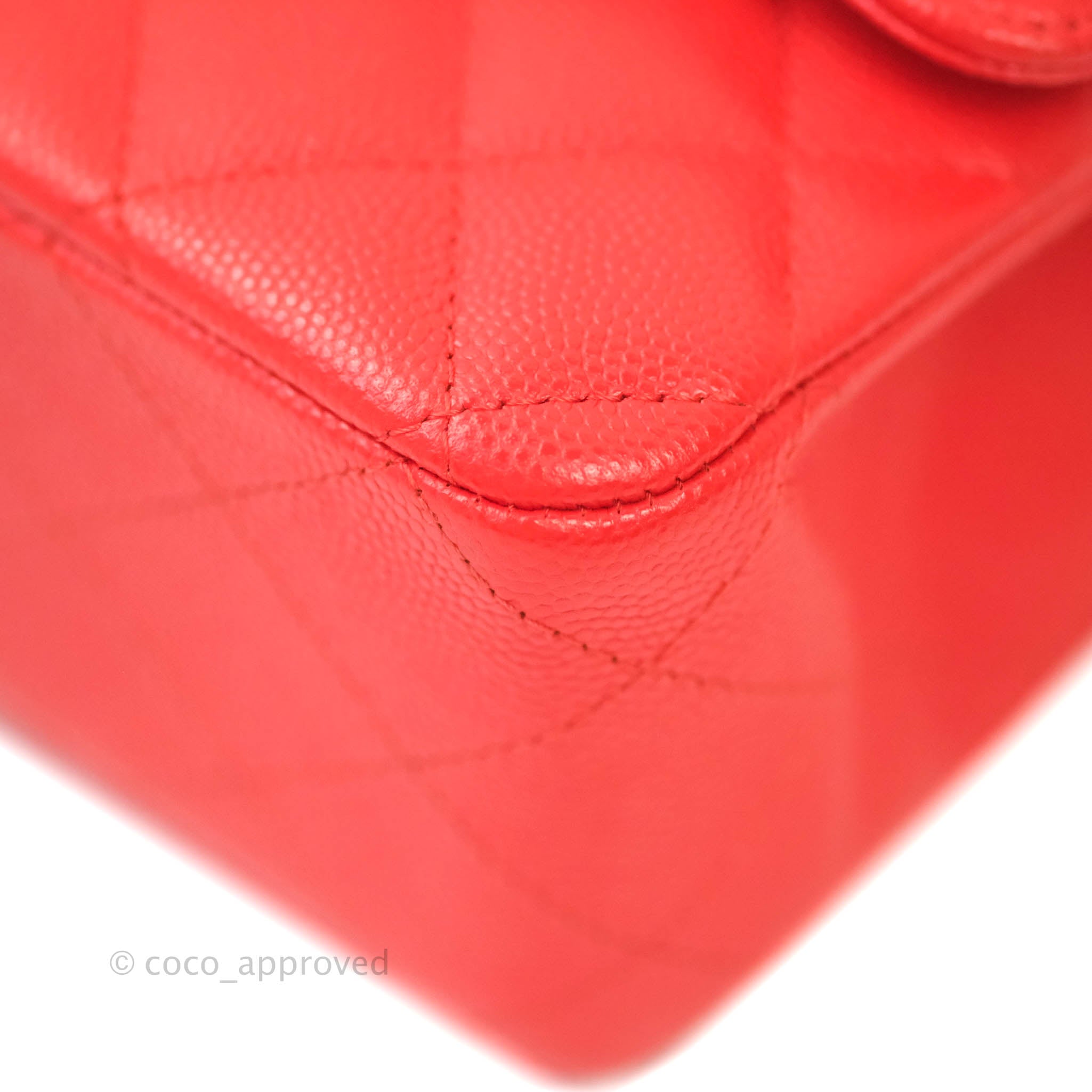 Chanel Classic Medium Double Flap Bag in Red Caviar Leather with Gold Hardware - Luxury Handbag for Women, Perfect for Parties, Weddings & Everyday Elegance