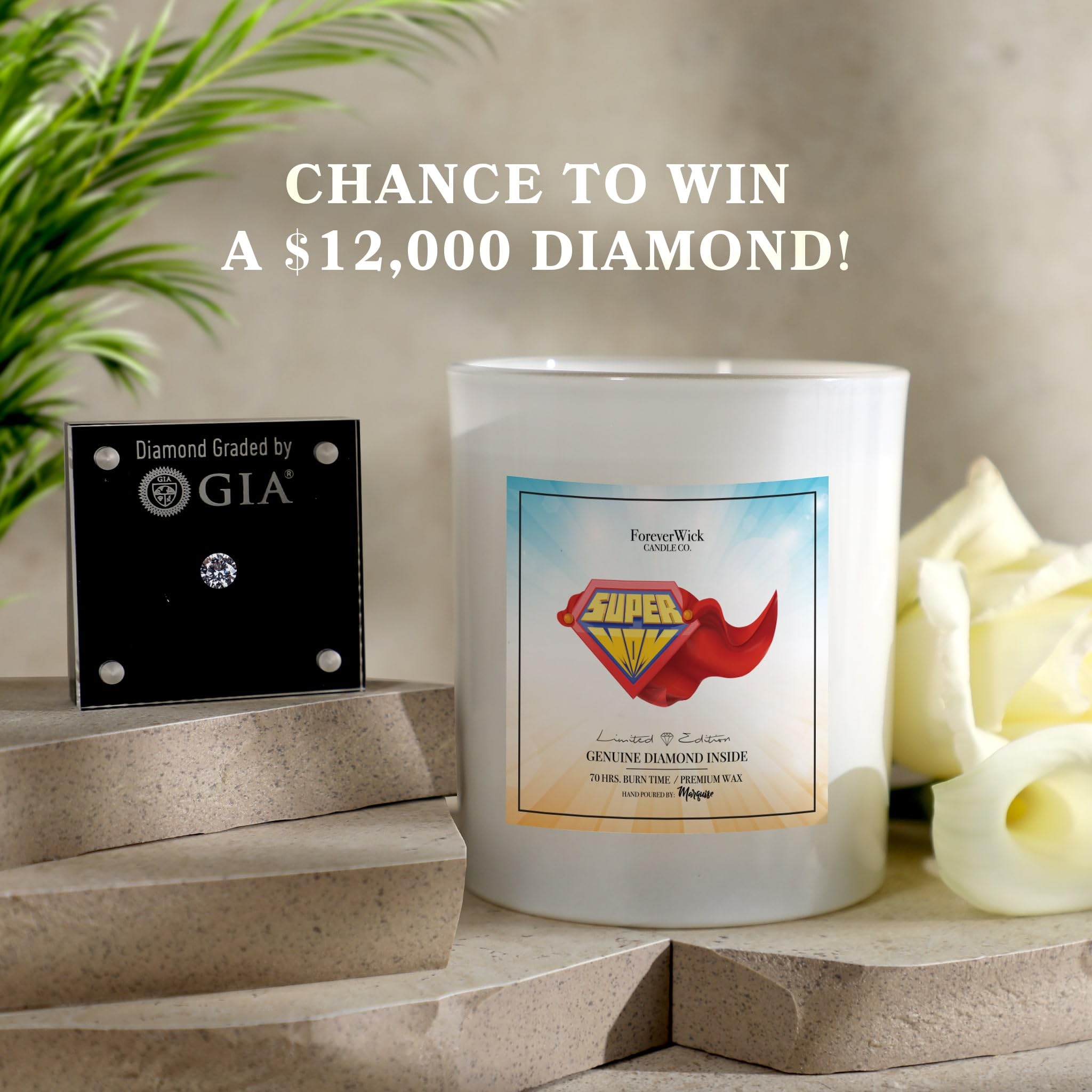 Super MOM Surprise Candle with Real Diamond Inside - All Natural Organic Soy Wax Candle 14oz (70h Burn Time) | Foreverwick Scented Candles for Women, Anniversary & Mother's Day Gifts | Perfect for Relaxation, Home Decor & Romantic Ambiance