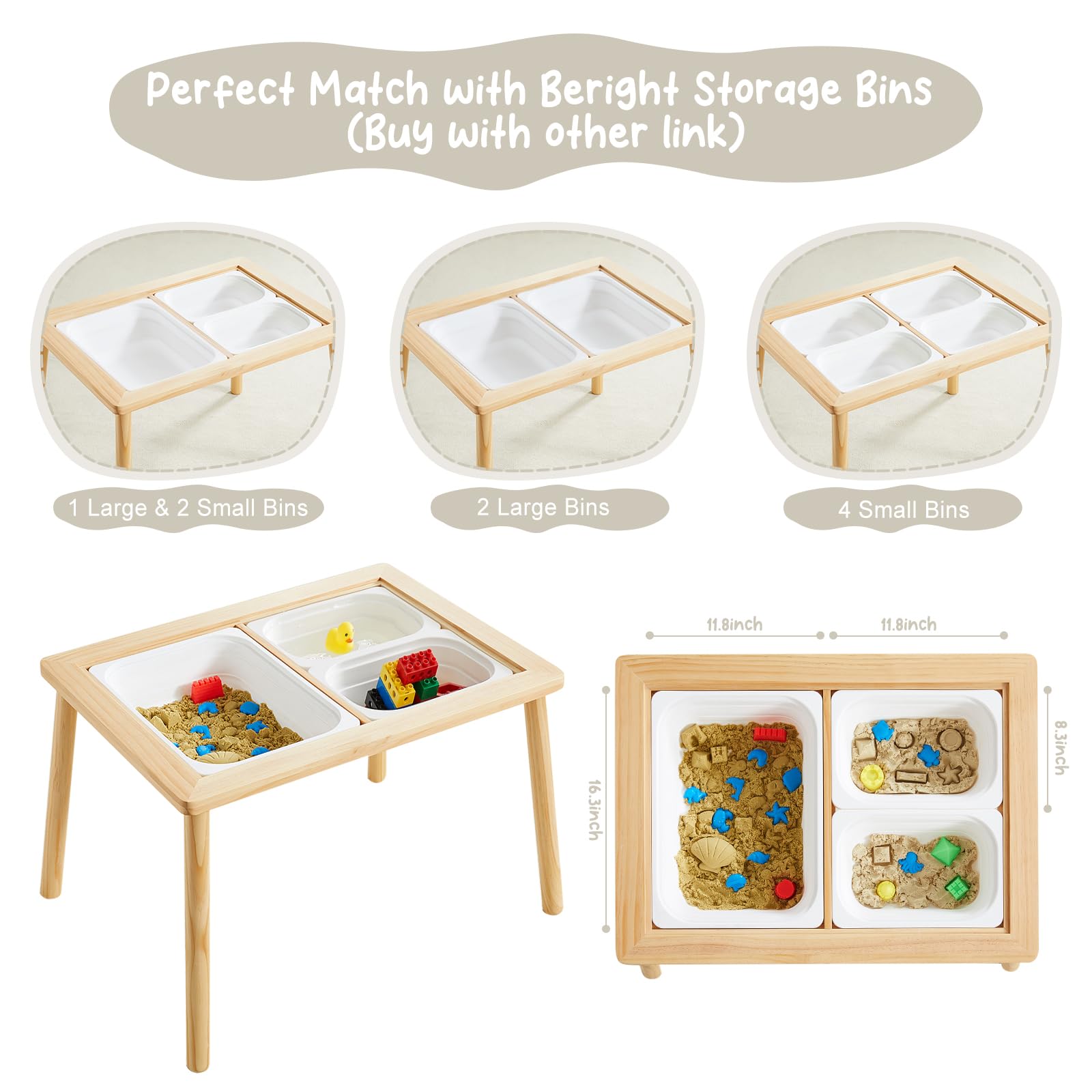 Beright Kids Activity Table with 3 Baseplates - White Building Block Play Table with Double-Sided Tabletop | Indoor Sensory & Creative Play Table for Toddlers | Perfect for LEGO, Duplo & Educational Activities