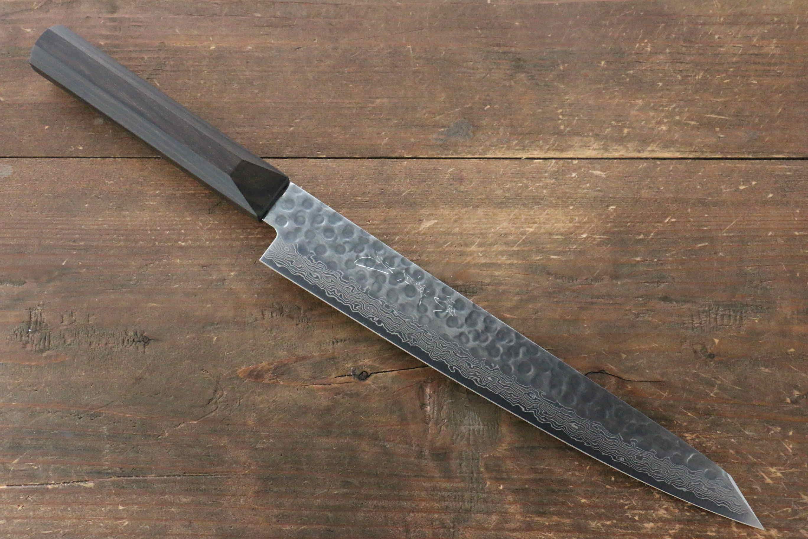 Premium Jikko VG10 17-Layer Japanese Sujihiki Slicing Knife 230mm with Ebony Wood Handle - Perfect for Sushi, Sashimi & Meat Carving