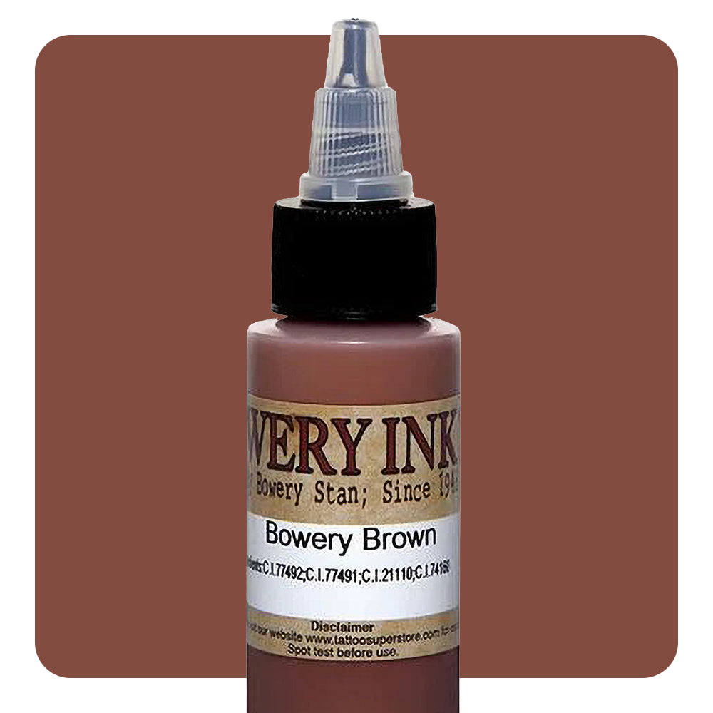 Brown Bowery Artist Series Intenze Tattoo Ink - 1oz Bottle for Professional Tattoo Artists & Body Art Enthusiasts