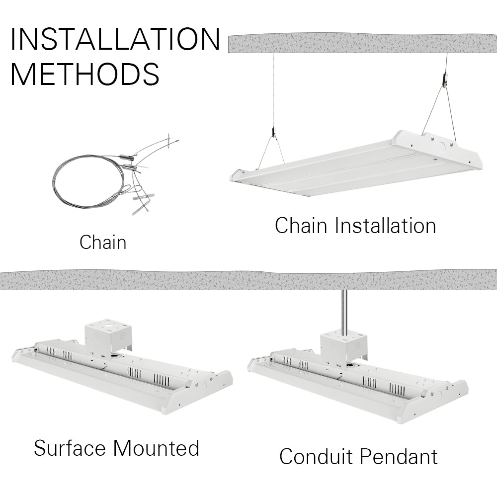 300W Linear LED Highbay Light - 2x4FT, 120-277V, 41500 Lumens, 5000K Daylight, 1000W Equivalent - Perfect for Warehouses, Garages, and Industrial Lighting