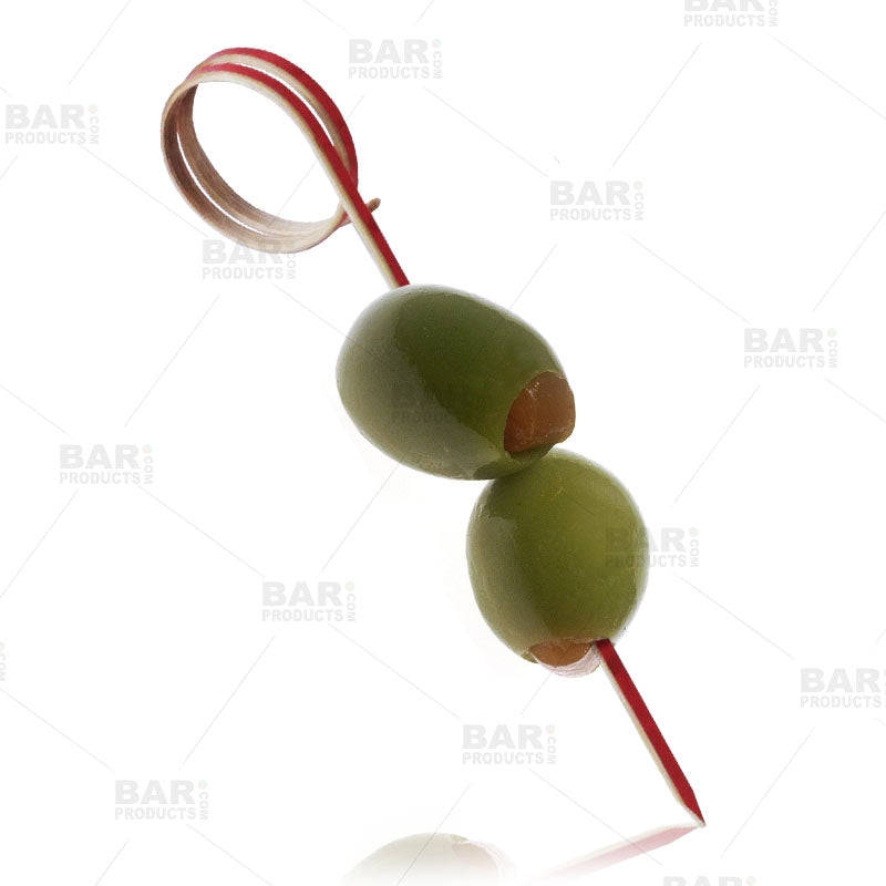 BarConic® Bamboo Cocktail Picks Set with Display Stand - 24pcs Reusable Drink Stirrers for Martini, Garnish, Appetizers & Party Decor - Perfect for Home Bars, Cocktail Parties & Wedding Receptions