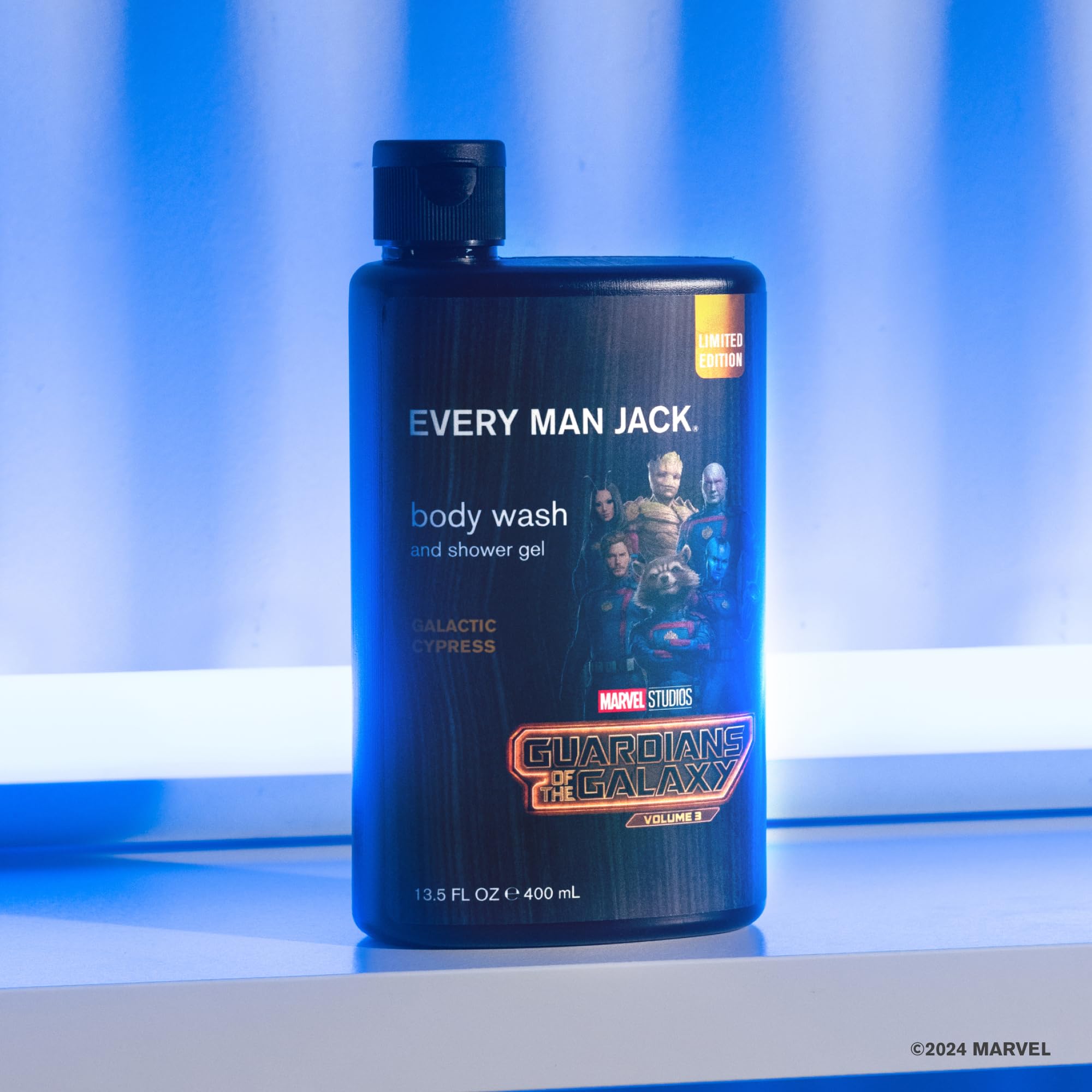 Every Man Jack Body Wash - Marvel Guardians of the Galaxy Edition | 13.5-Ounce Twin Pack (2 Bottles) | Natural Ingredients, Paraben-Free, Phthalate-Free, Dye-Free, Cruelty-Free | Perfect for Men's Daily Shower & Gifts for Marvel Fans