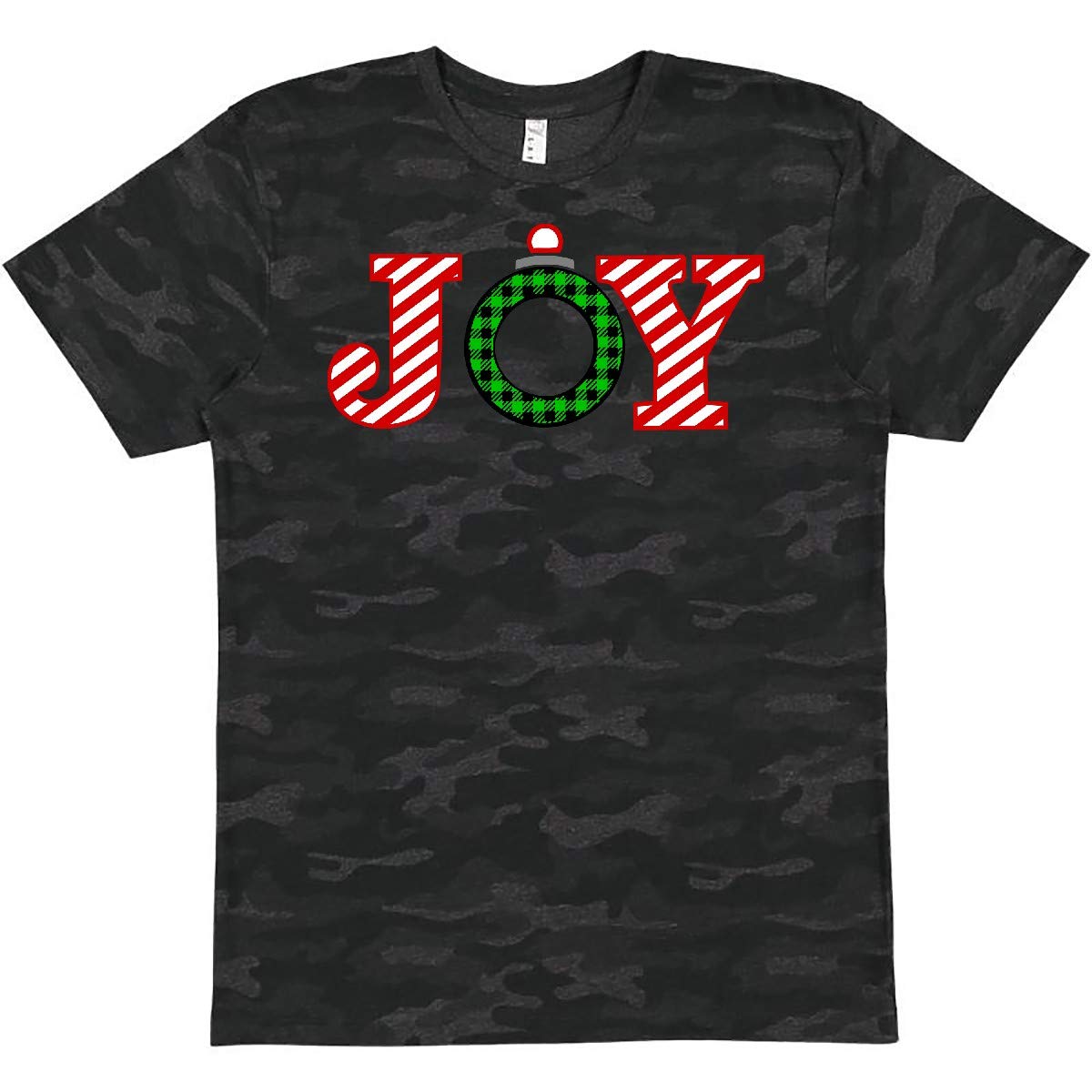 Inktastic Joy Christmas Ornament with Candy Cane Stripes T-Shirt | Festive Holiday Apparel for Christmas Parties & Family Gatherings