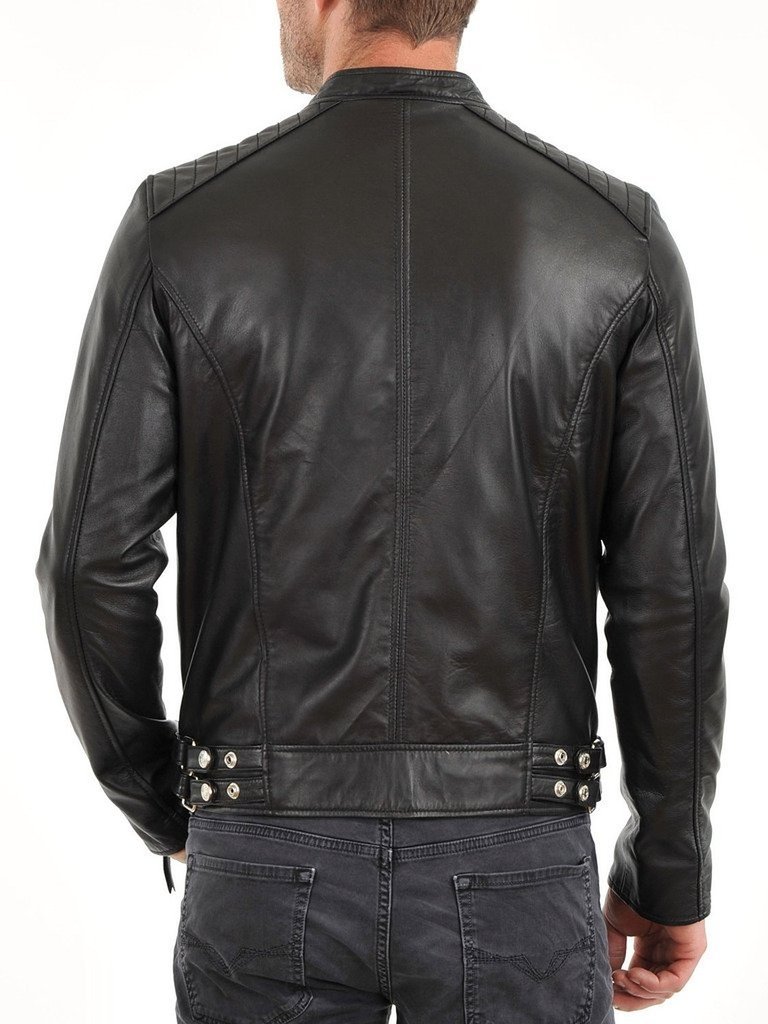 Genuine Cow Leather Jacket for Men - Premium Cow-Hide Biker Jacket C483 - Perfect for Motorcycle Riding, Casual Outfits & Winter Fashion