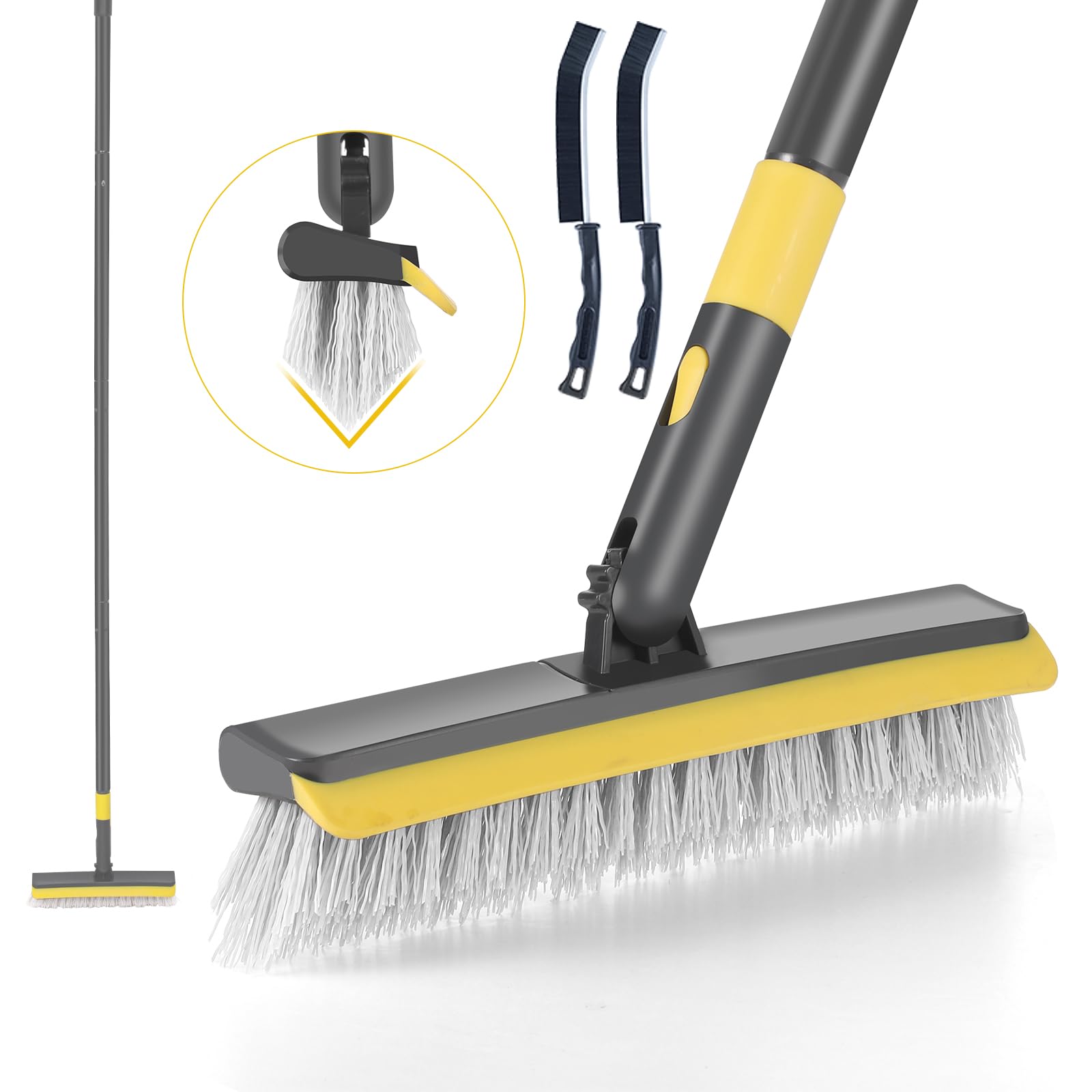 Grout Cleaner Brush Set - Heavy Duty Tile & Floor Scrub Brush for Bathroom, Kitchen, Baseboards & Corners | Gap & Crevice Cleaning Tool for Household Deep Cleaning