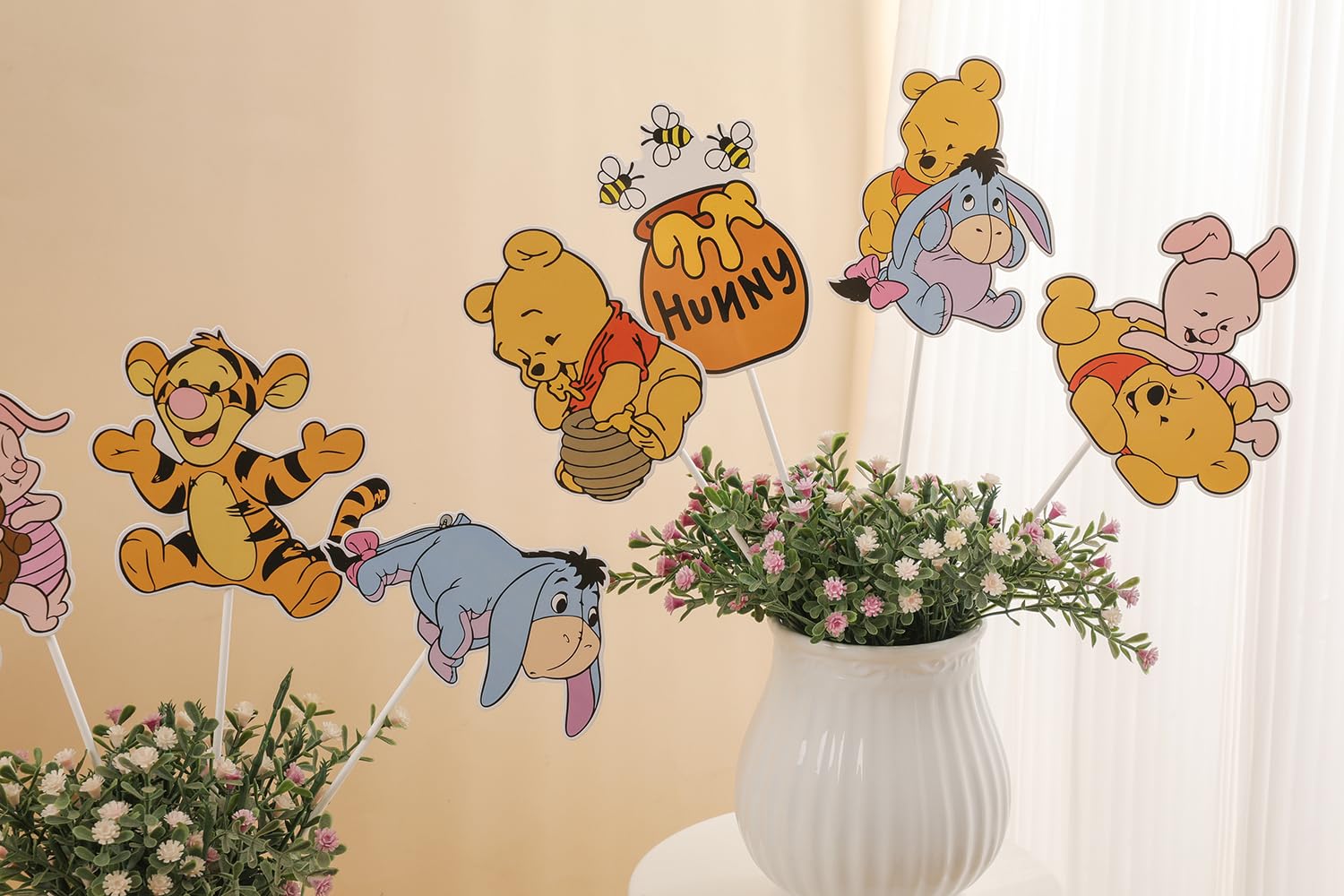 24PCS Bear-Themed Party Decorations Set - Cute Centerpieces & Table Toppers for Birthday Celebrations, Baby Showers & Kids Events - Perfect for Cake Tables, Dessert Displays & Party Backdrops