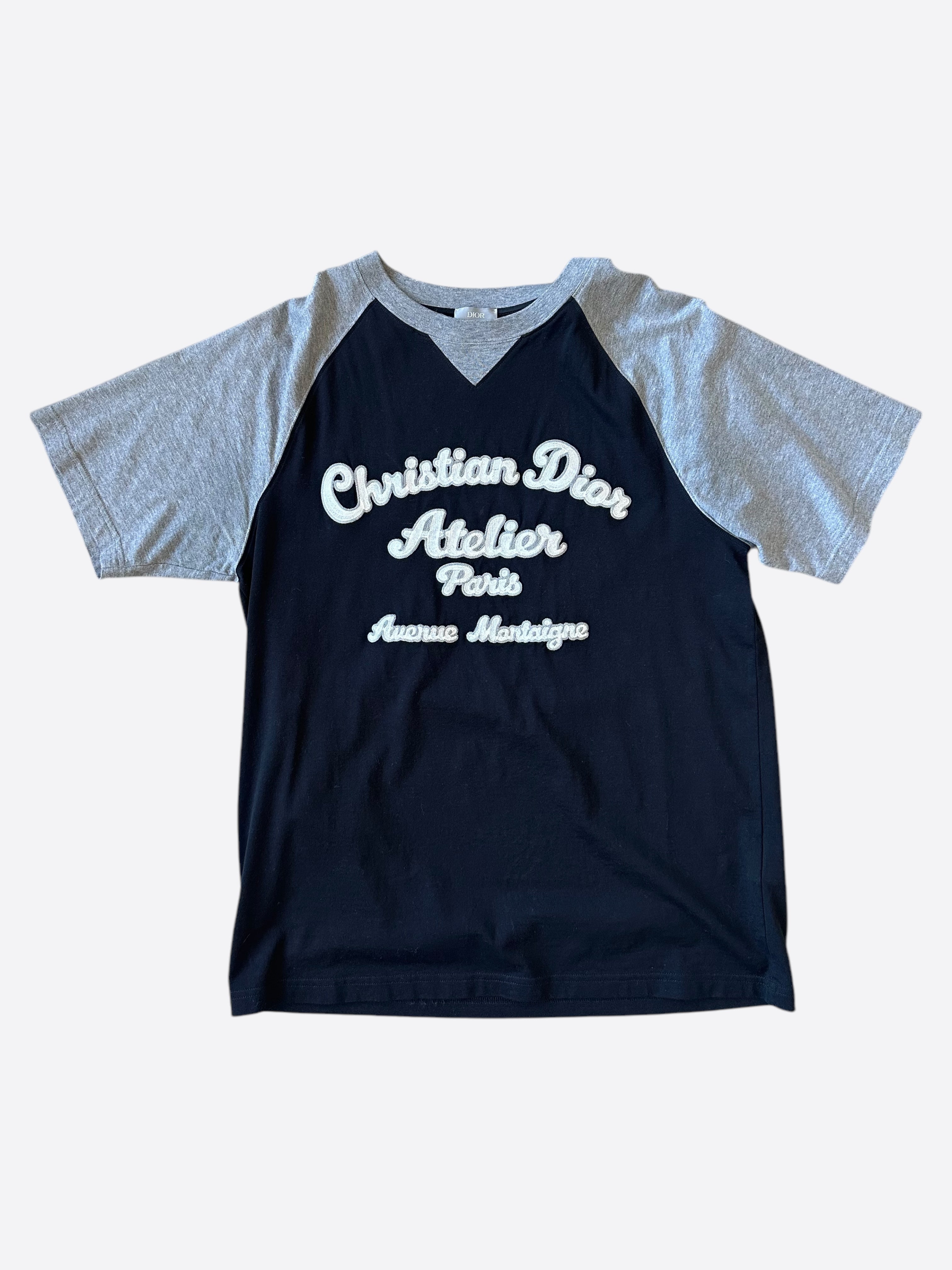 Dior Black & Grey Atelier Logo T-Shirt for Men - Luxury Designer Cotton Tee for Casual Wear & Street Style Fashion