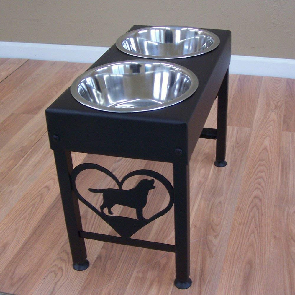16 Inch Elevated Dog Feeder Stand with Double 3 Quart Bowls for Labrador Retrievers - Perfect for Large Breed Feeding and Comfort