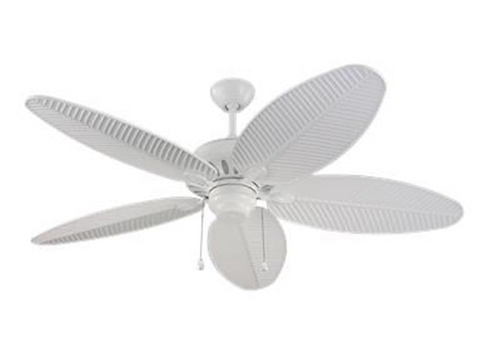 Monte Carlo 5CU52WH 52-Inch Tropical Outdoor Ceiling Fan with Pull Chain - 5 ABS Palm Leaf Blades, White Finish - Perfect for Patio, Porch, and Poolside Areas
