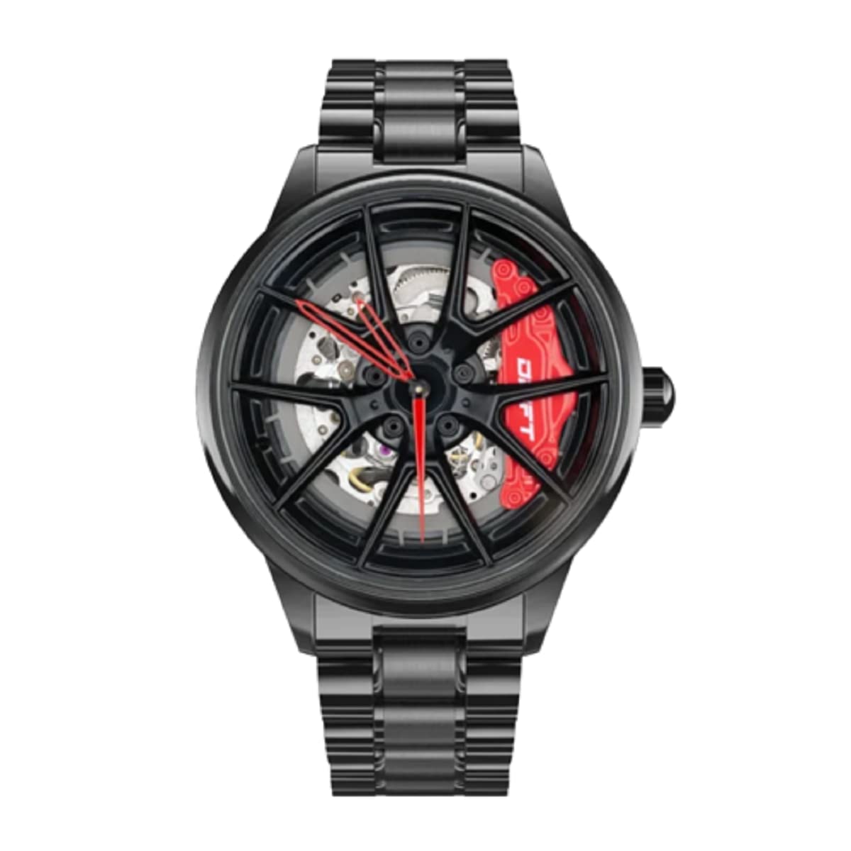 DriftElement® Original Automatic Nitro M3 Men's Quartz Wrist Watch - 3D Performance Rims Y-Spokes Stainless Steel Sports Car Inspired Watch | Perfect for Racing Enthusiasts & Car Lovers | Ideal for Daily Wear, Special Events & Gift Giving