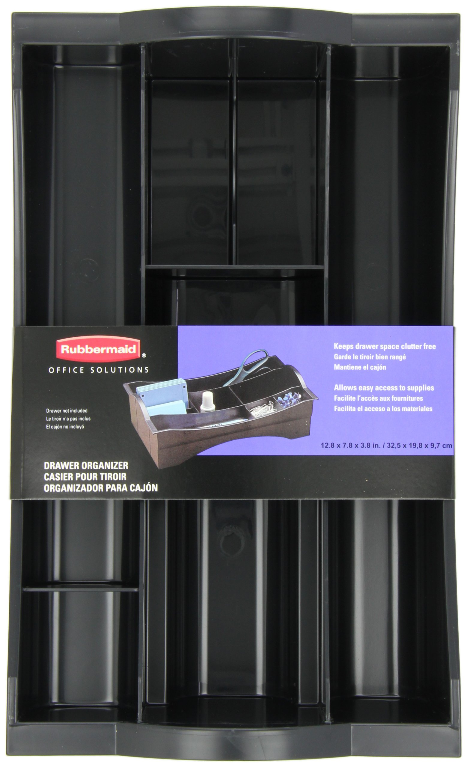 Rubbermaid Hanging Desk Drawer Organizer - Plastic Storage Solution for Office, Home & Dorm (Black, 11916ROS) - Perfect for Organizing Pens, Paper Clips & Small Office Supplies