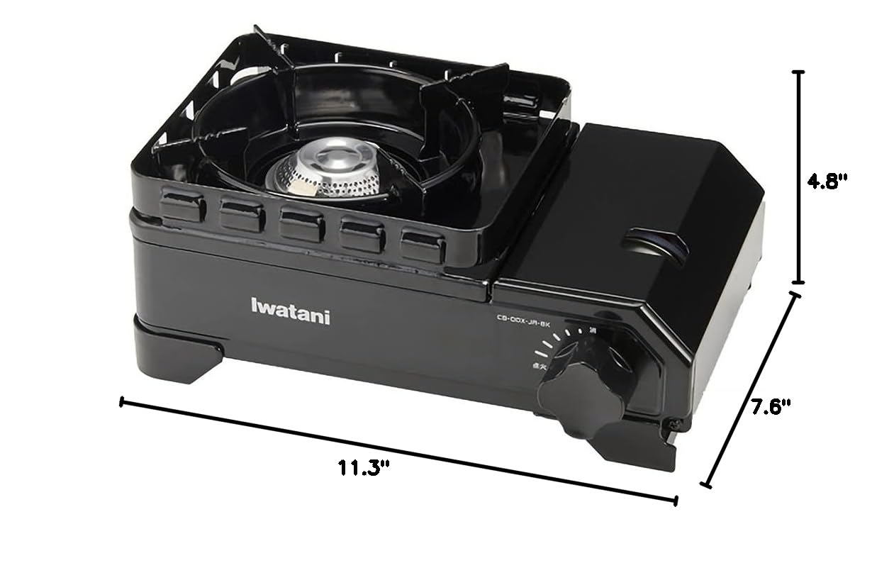 Iwatani Cassette Stove - Portable Gas Burner for Outdoor Cooking | Japanese-Made Gas Tough Maru Jr | Compatible with Dutch Oven - Perfect for Camping, Picnics & Emergency Cooking