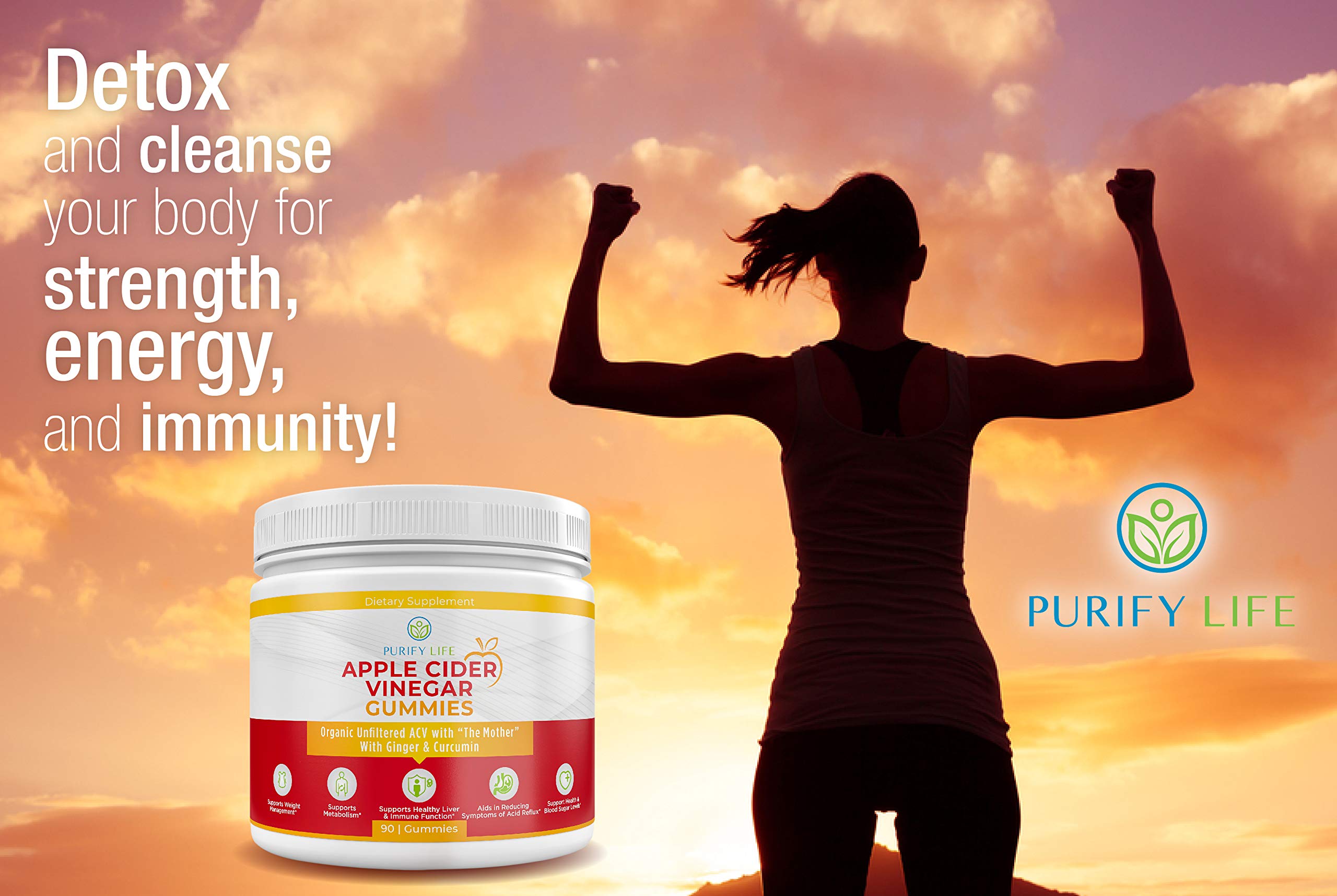 Organic Apple Cider Vinegar & Collagen Gummies for Women - Hair Growth, Skin & Nail Care (90 Count) - Supports Joint Health, Immune System, Detox & Metabolism - Great for Daily Wellness & Acid Reflux Relief