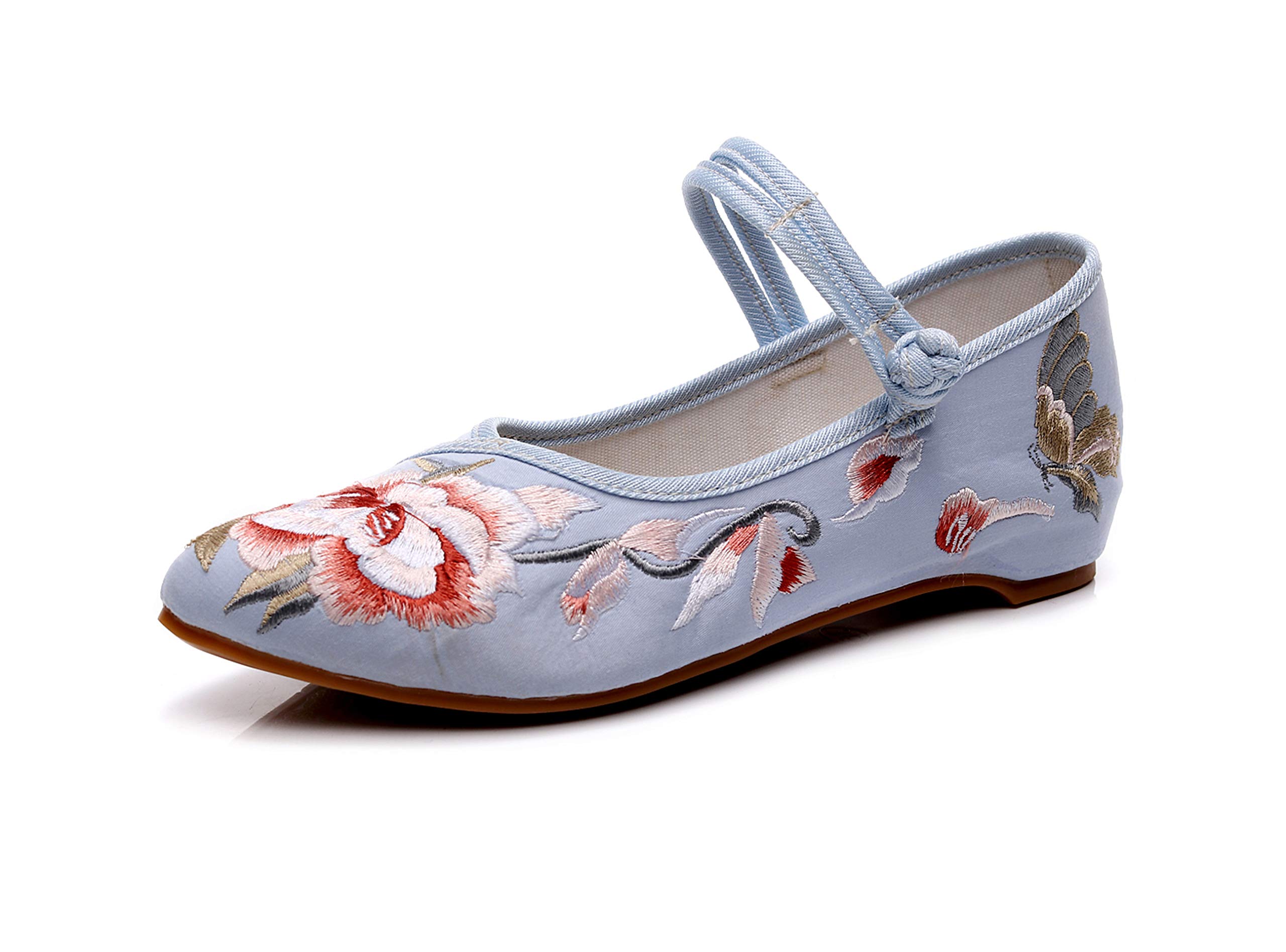 TN TANGNEST Women's Floral Embroidered Loafers - Comfortable Round Toe Ballet Flats for Casual Wear | Perfect for Office, Walking & Spring Outfits