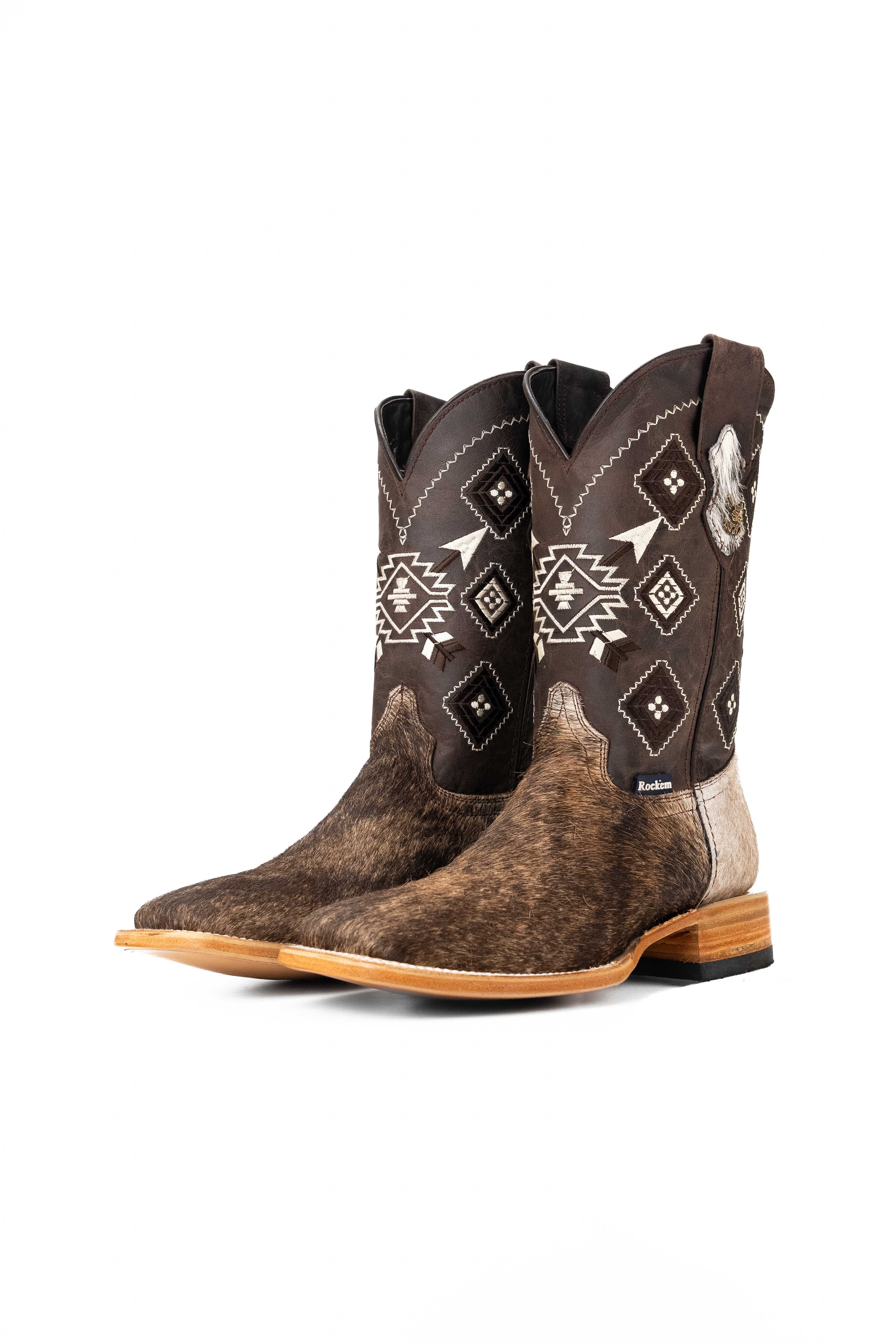 Authentic Men's Cowhide Square Toe Cowboy Boots - Size 8.5 Western Boots for Country Dancing, Rodeo & Casual Wear - Premium Leather Work Boots for Men