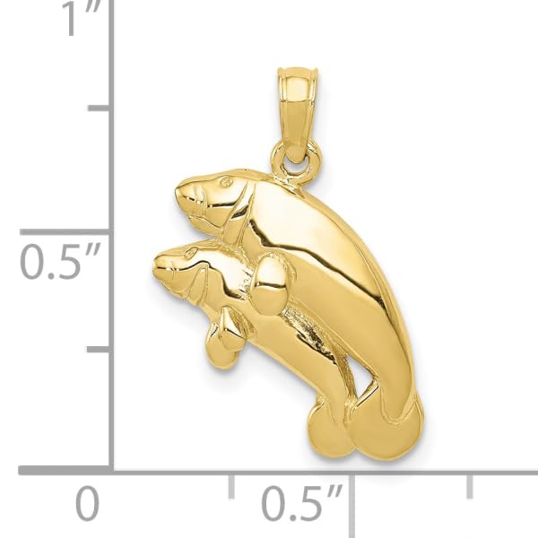 10K Solid Yellow Gold Double Manatee Necklace - Dainty Pendant Charm for Women - Perfect Gift for Ocean Lovers, Beach Vacation Jewelry