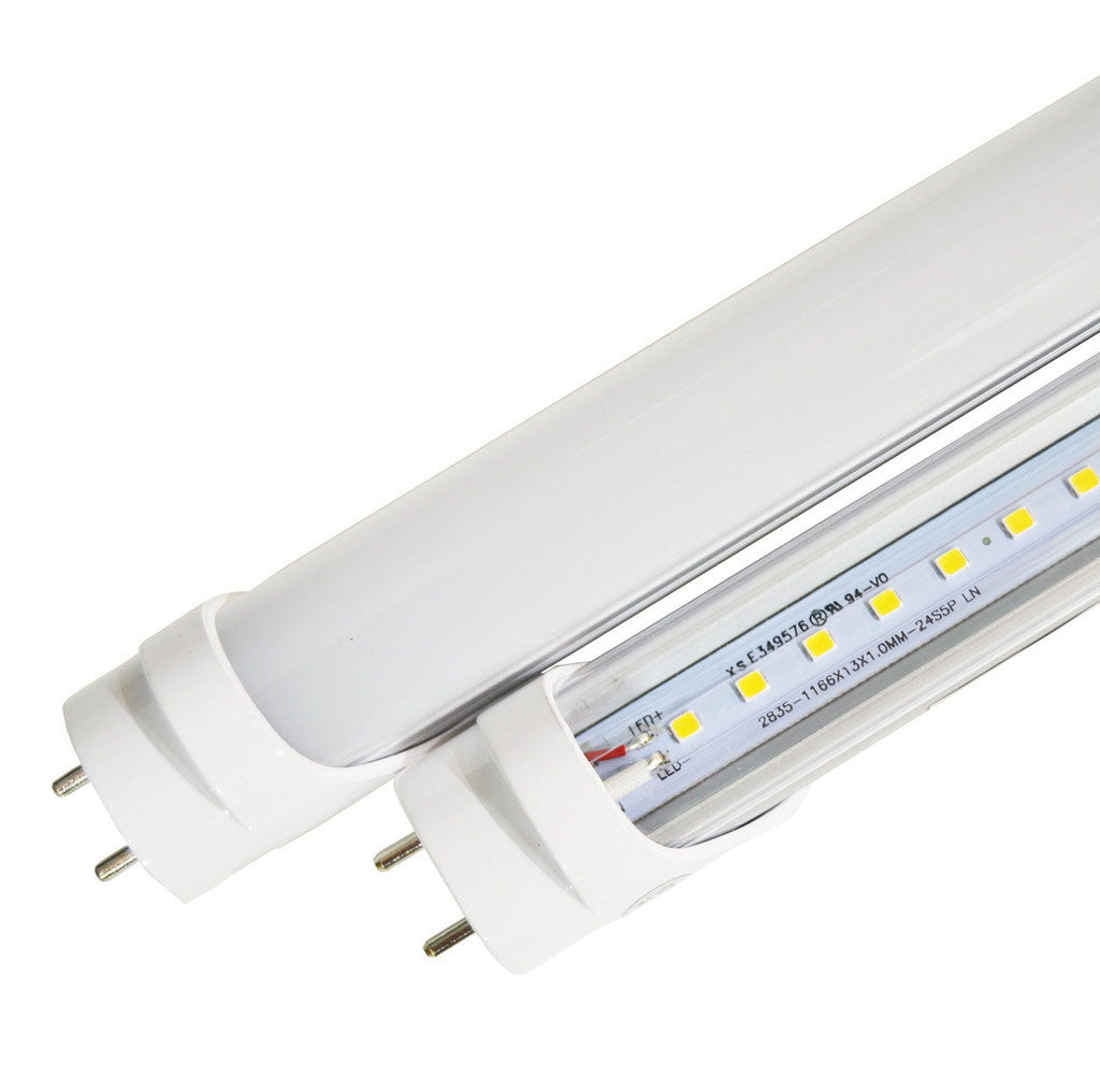 4ft 18W LED Tube Light - Type A+B (Single or 25 Pack) - Aluminum/PC Construction with Safety Fuses - Frosted Cover - ETL/DLC Certified - Perfect for Office, Warehouse, and Retail Lighting