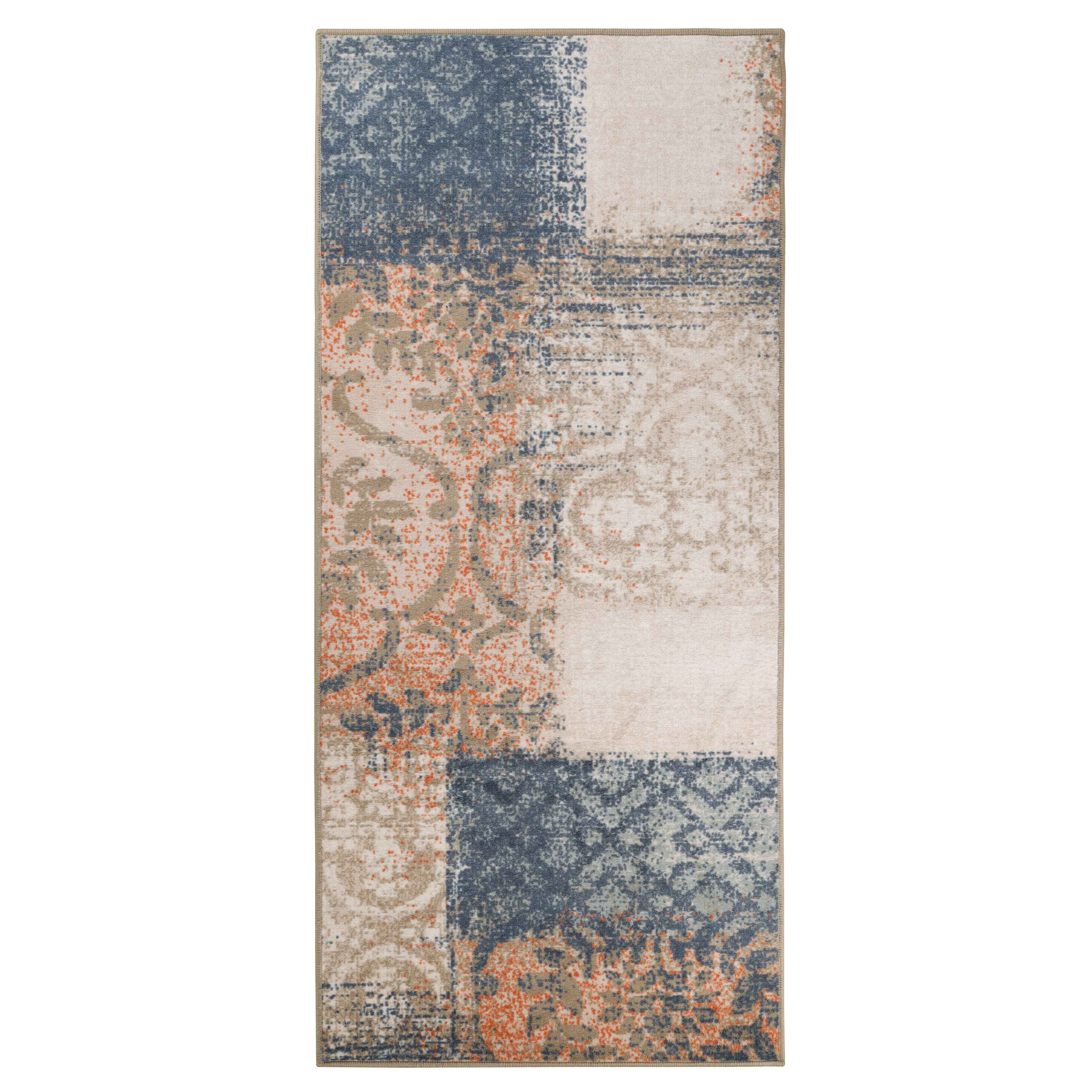 Bristol Distressed Abstract Damask Indoor Area Rug - Non-Slip Living Room Carpet Runner for Bedroom, Hallway & Entryway Decor