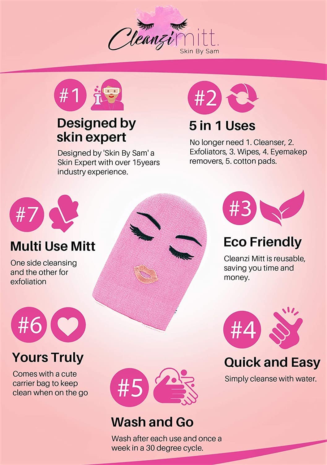 Cleanzi Reusable Makeup Removal & Exfoliation Mitt - Gentle Exfoliating Glove for Face & Body, Travel-Friendly Skincare Gift Box (Perfect for Travel, Spa Days & At-Home Skincare Routine)